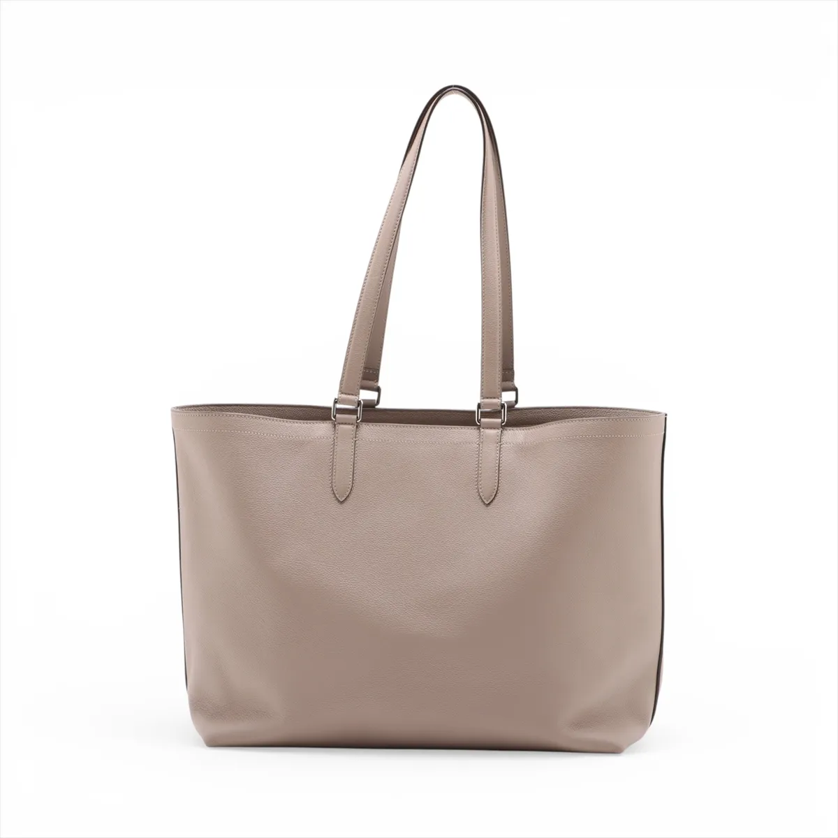 Leather Tote Bag, Beige, 7VA610 — view 2