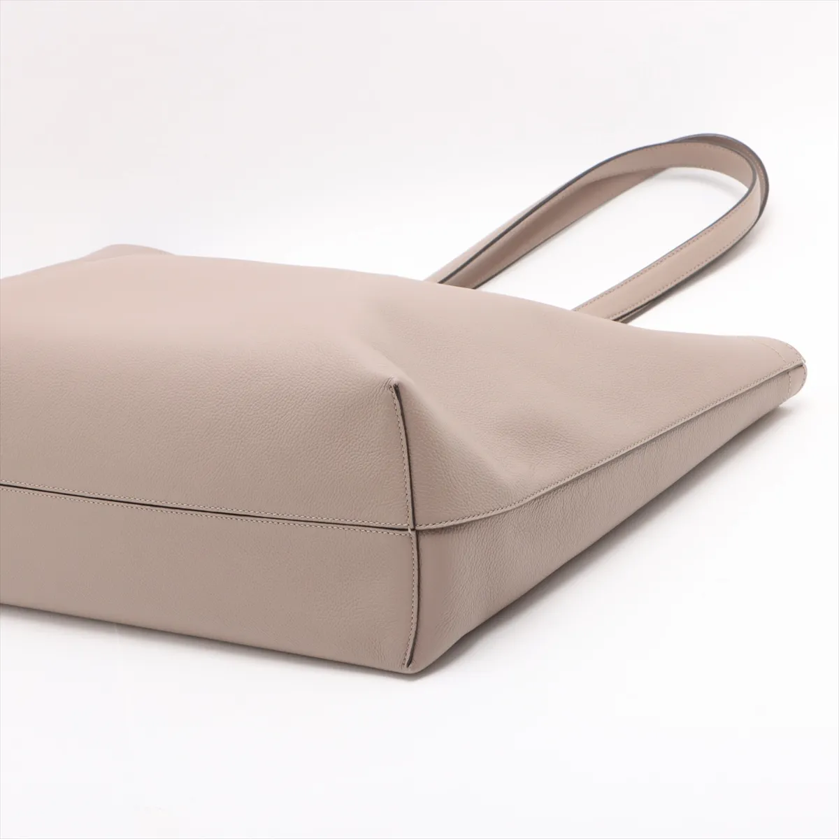 Leather Tote Bag, Beige, 7VA610 — view 3