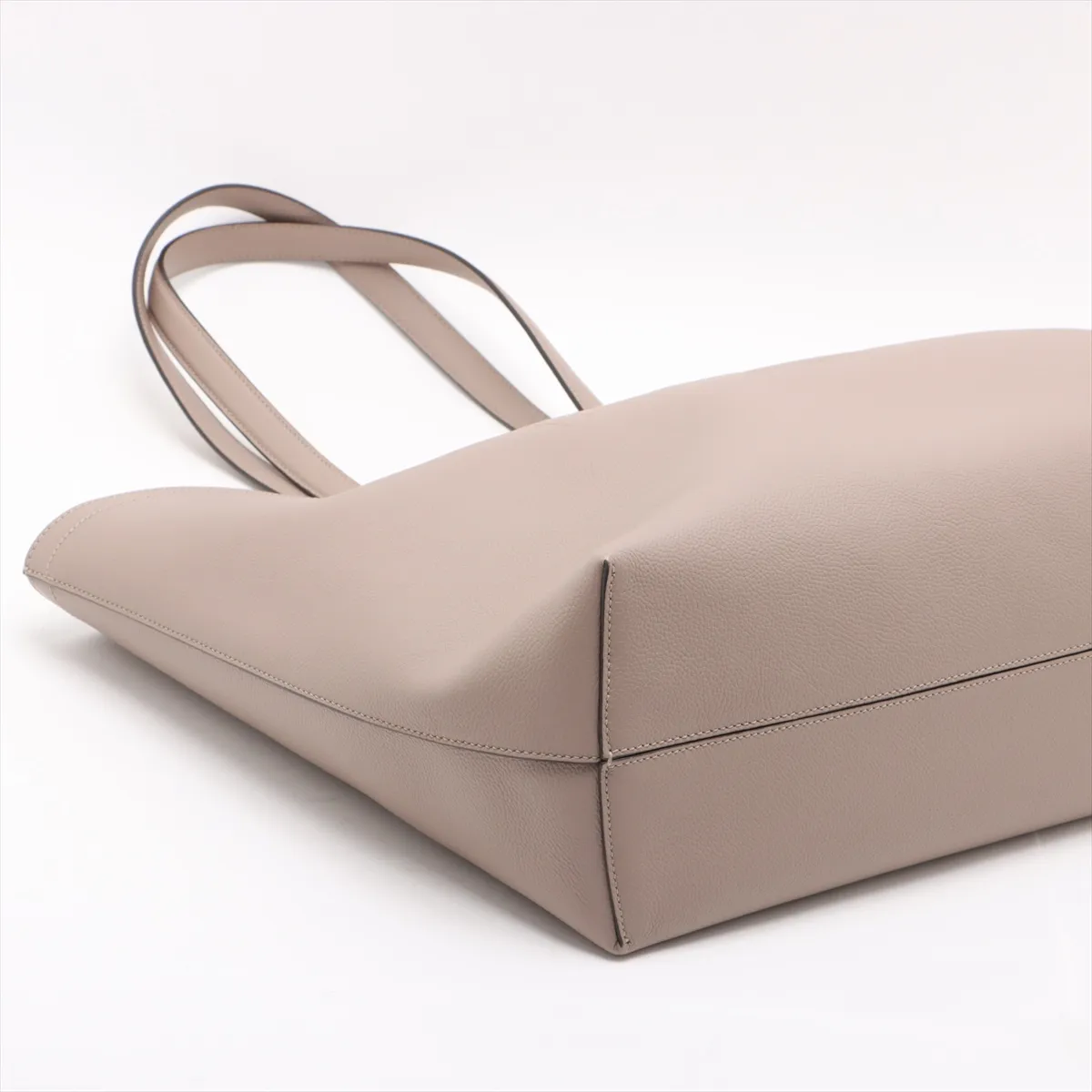 Leather Tote Bag, Beige, 7VA610 — view 4