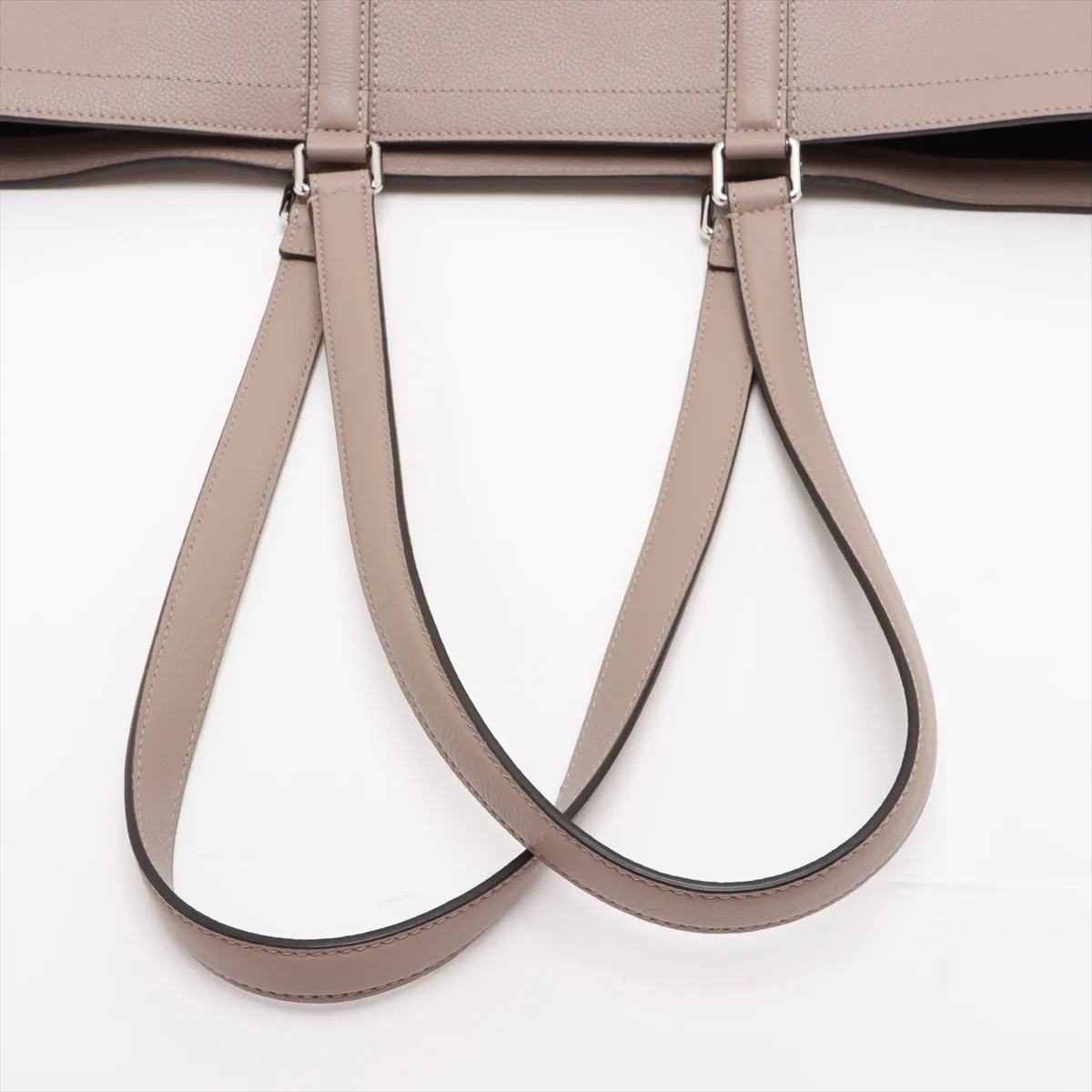 Leather Tote Bag, Beige, 7VA610 — view 5