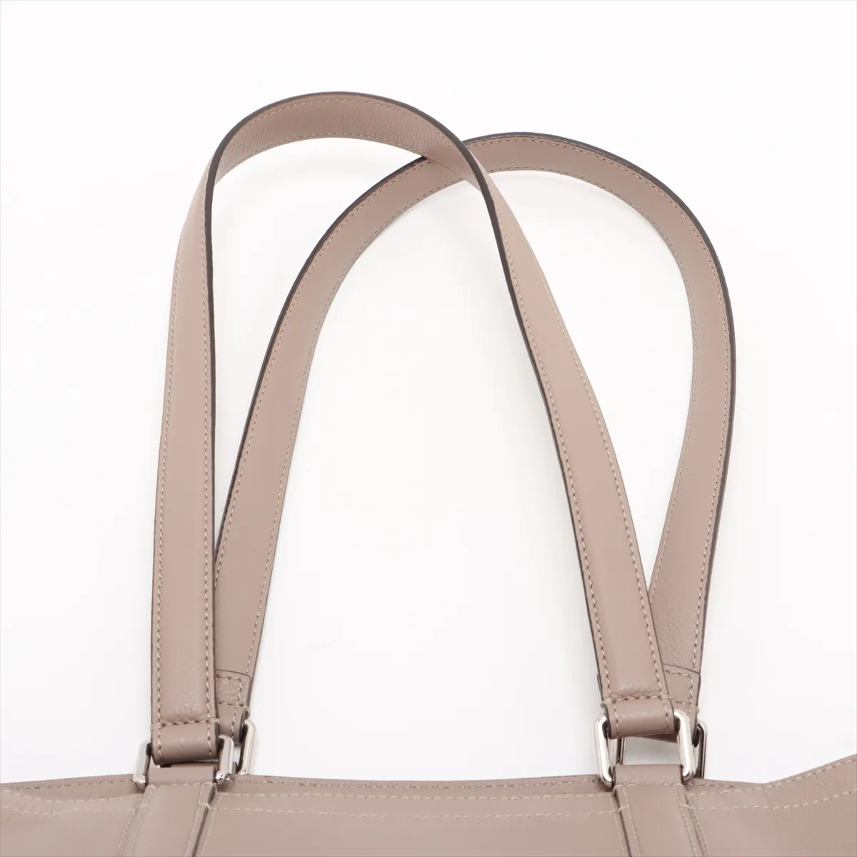 Leather Tote Bag, Beige, 7VA610 — view 6
