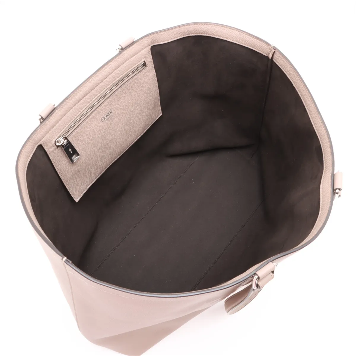 Leather Tote Bag, Beige, 7VA610 — view 7