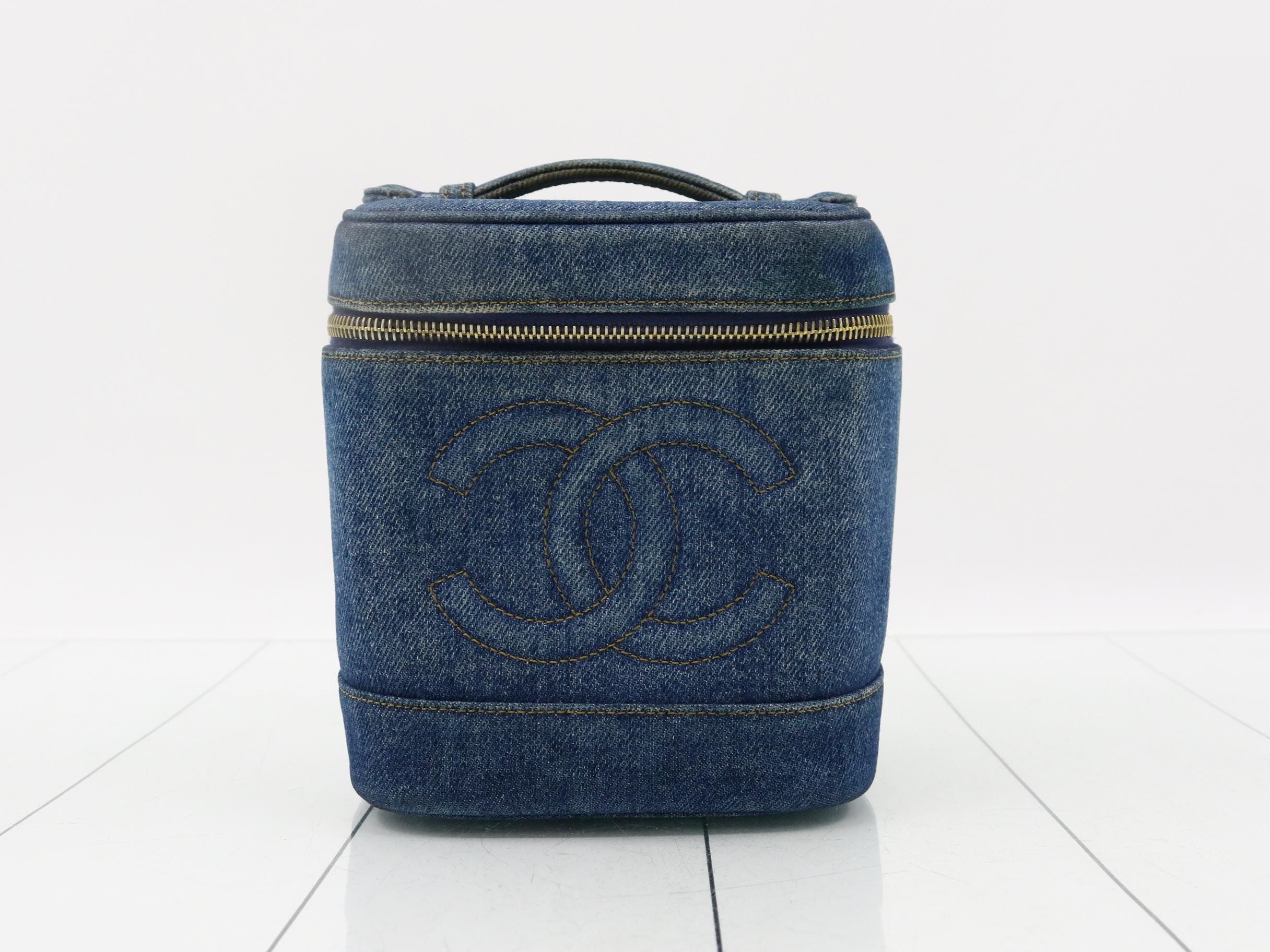 Denim, large Coco vanity bag, stickers