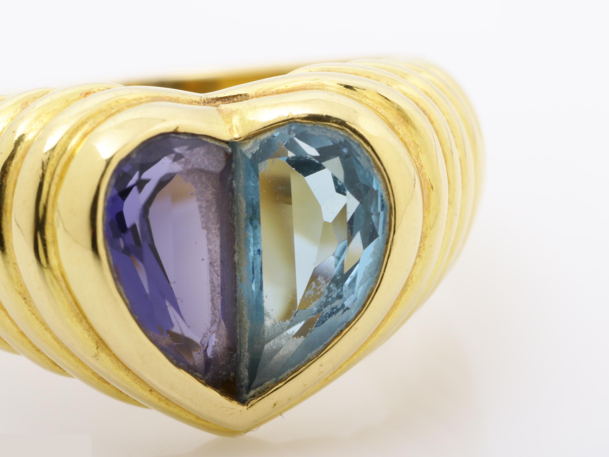 Ring, 750 Gold (YG), Doppio Baccherato, Heart Design, Jewelry, Size 11 — view 3