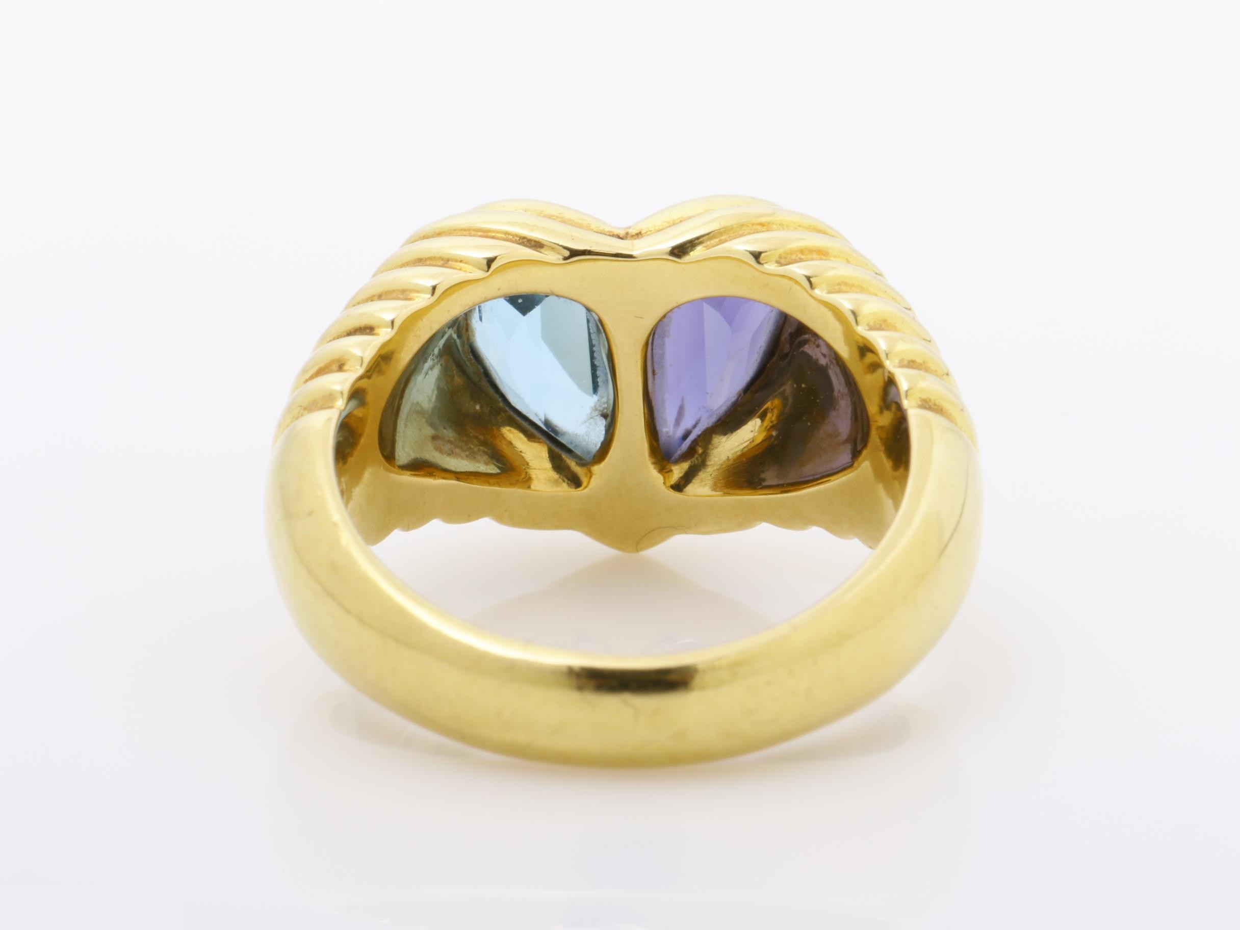 Ring, 750 Gold (YG), Doppio Baccherato, Heart Design, Jewelry, Size 11 — view 4