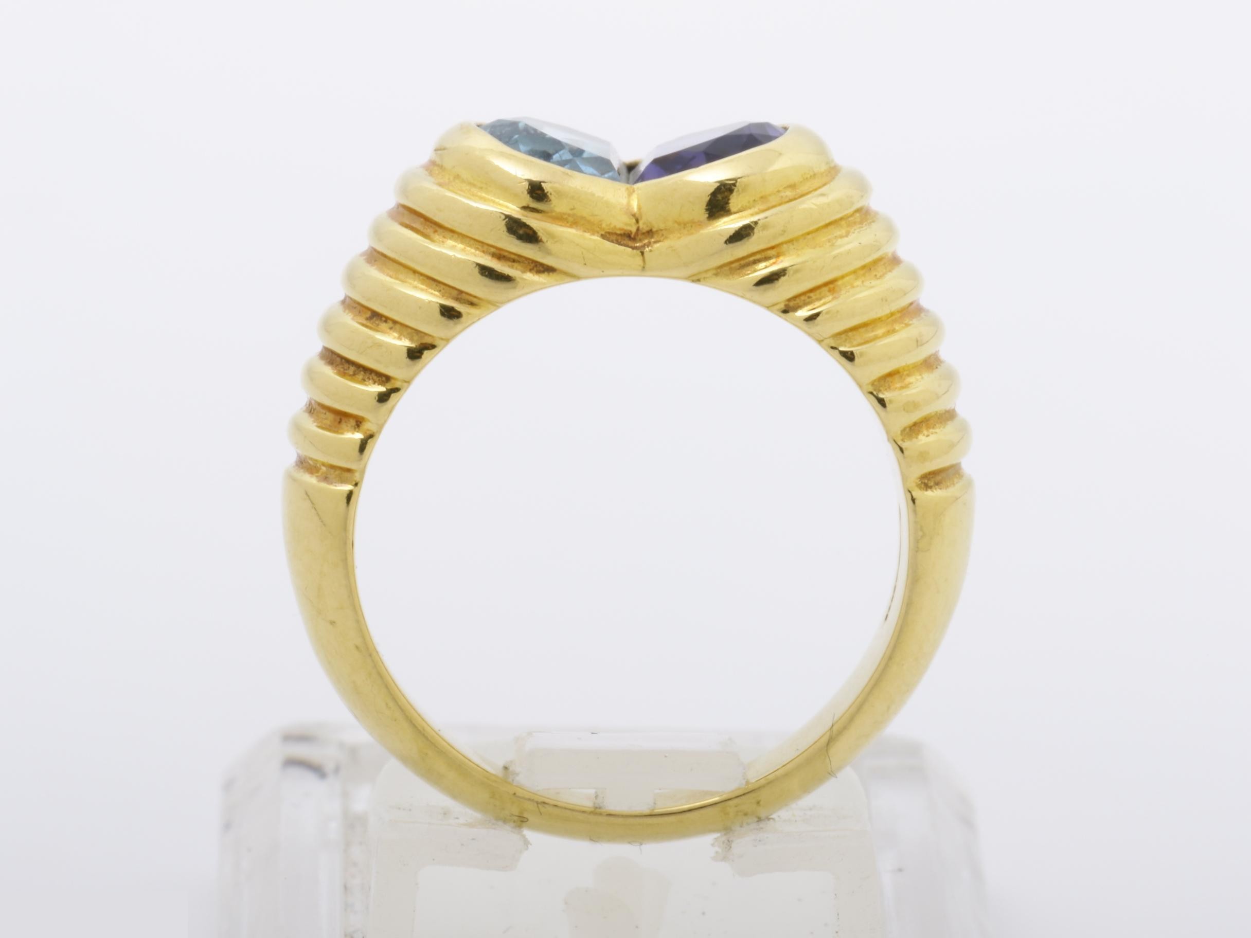 Ring, 750 Gold (YG), Doppio Baccherato, Heart Design, Jewelry, Size 11 — view 5