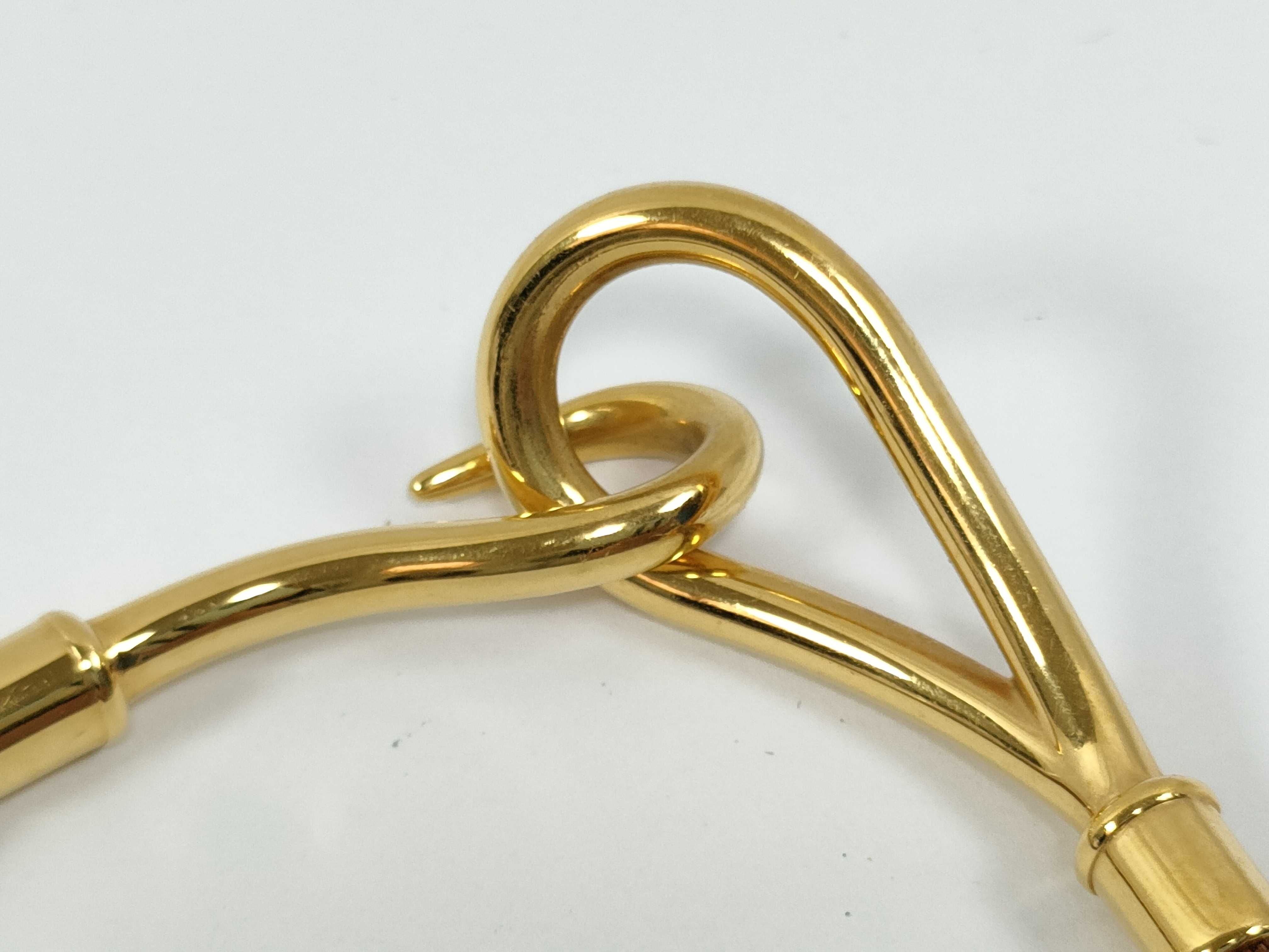 Jumbo Leather Brown Gold Hardware Bracelet Bracelet/Bangle — view 3