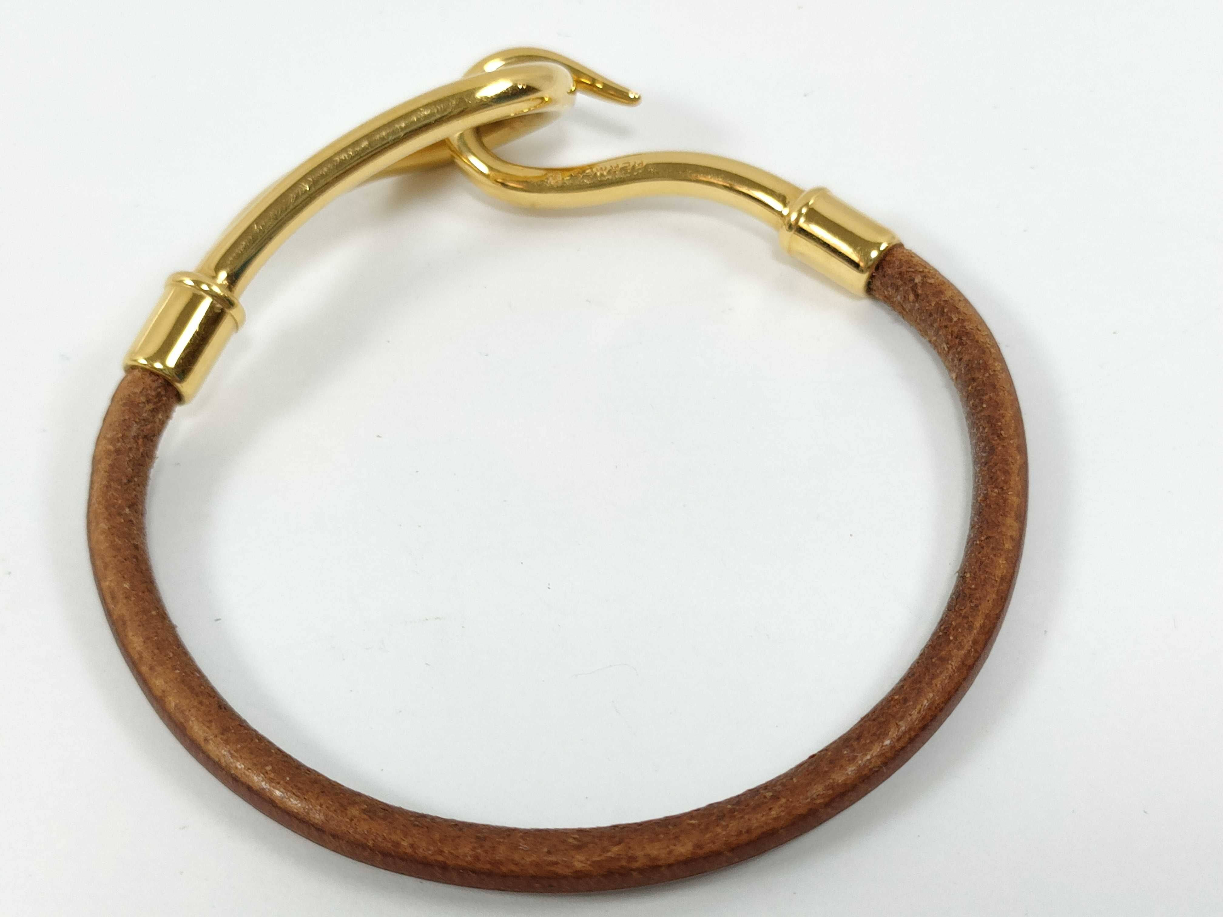 Jumbo Leather Brown Gold Hardware Bracelet Bracelet/Bangle — view 4