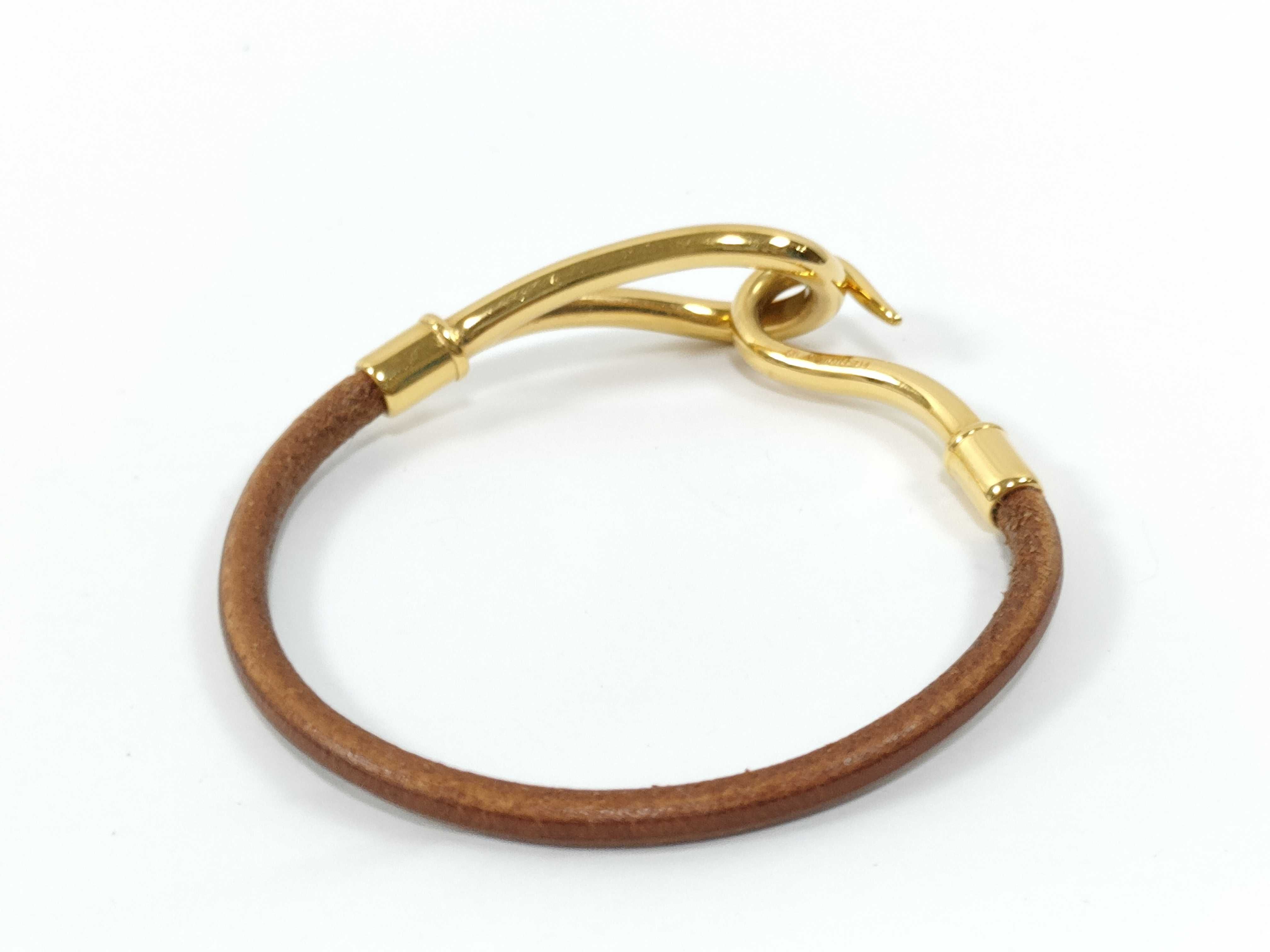 Jumbo Leather Brown Gold Hardware Bracelet Bracelet/Bangle — view 7