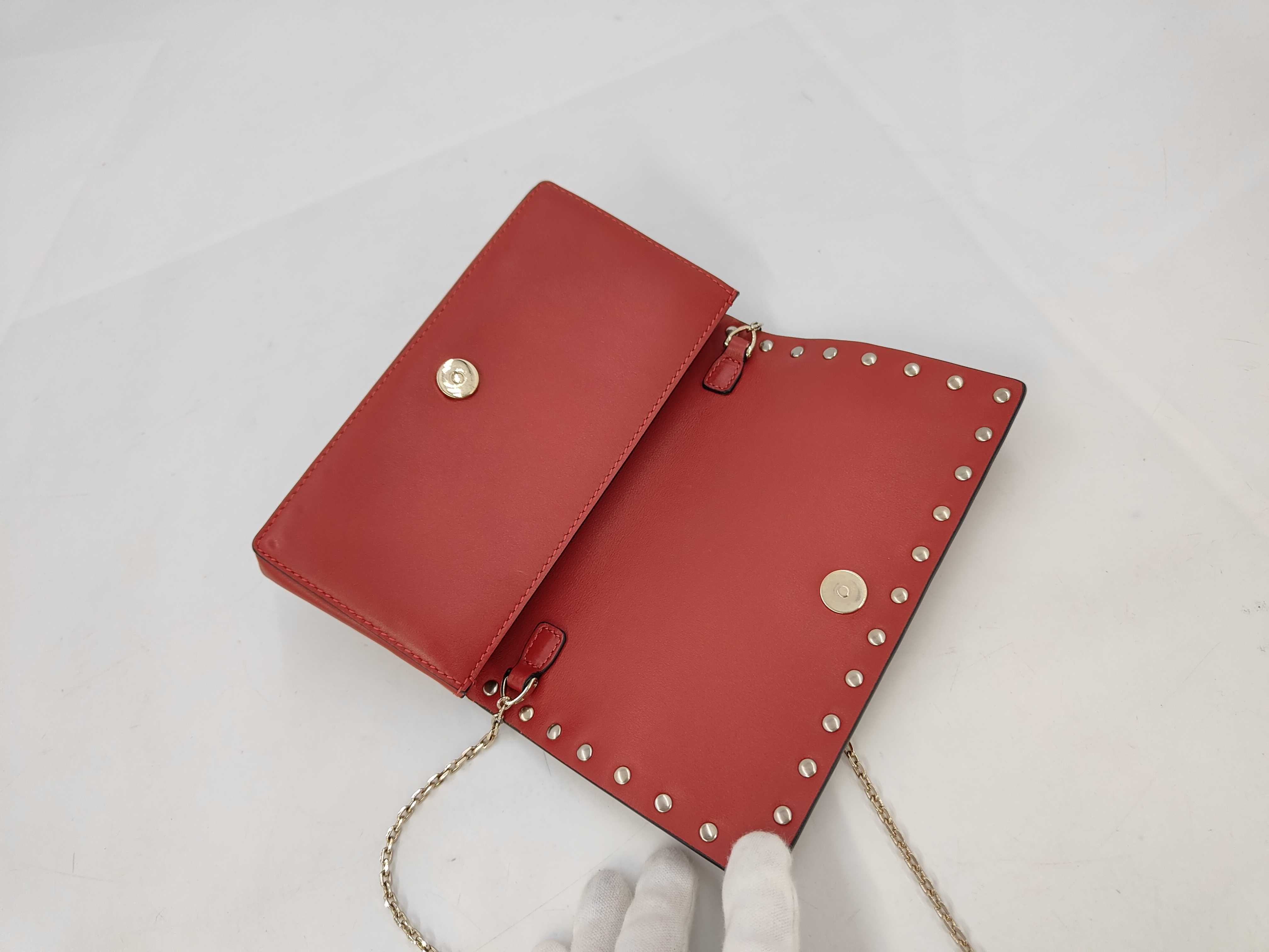 Red Calf Mini Stud Chain Shoulder Bag — view 8