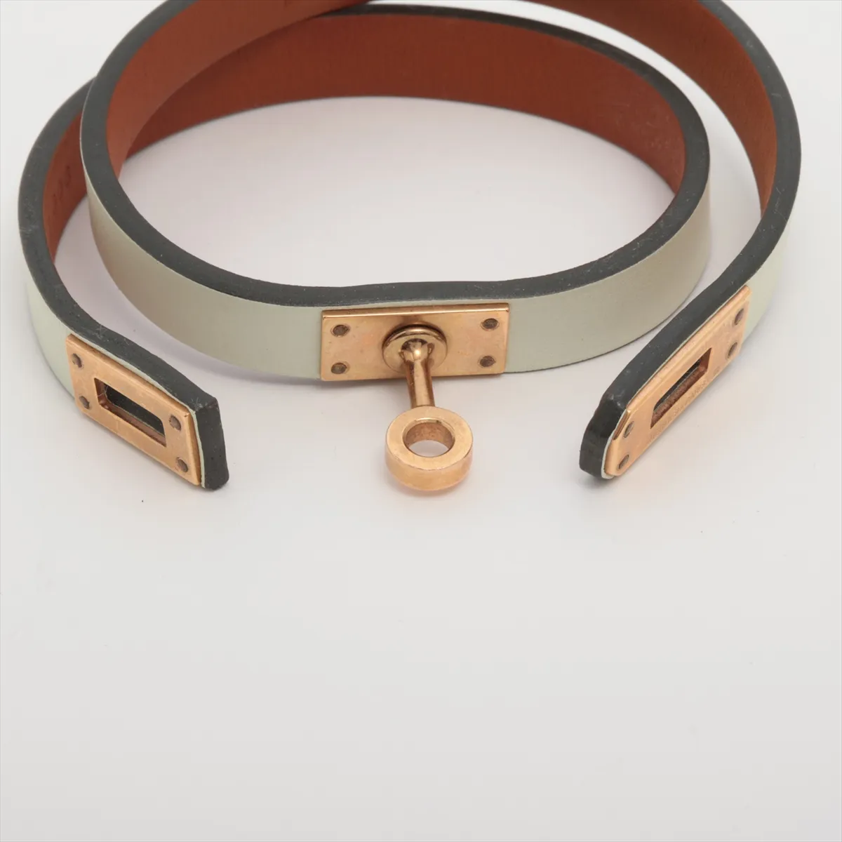 Kelly Double Tour U:2022 Bracelet T2 Veau Swift Vert Fizz. Shows signs of wear, — view 5