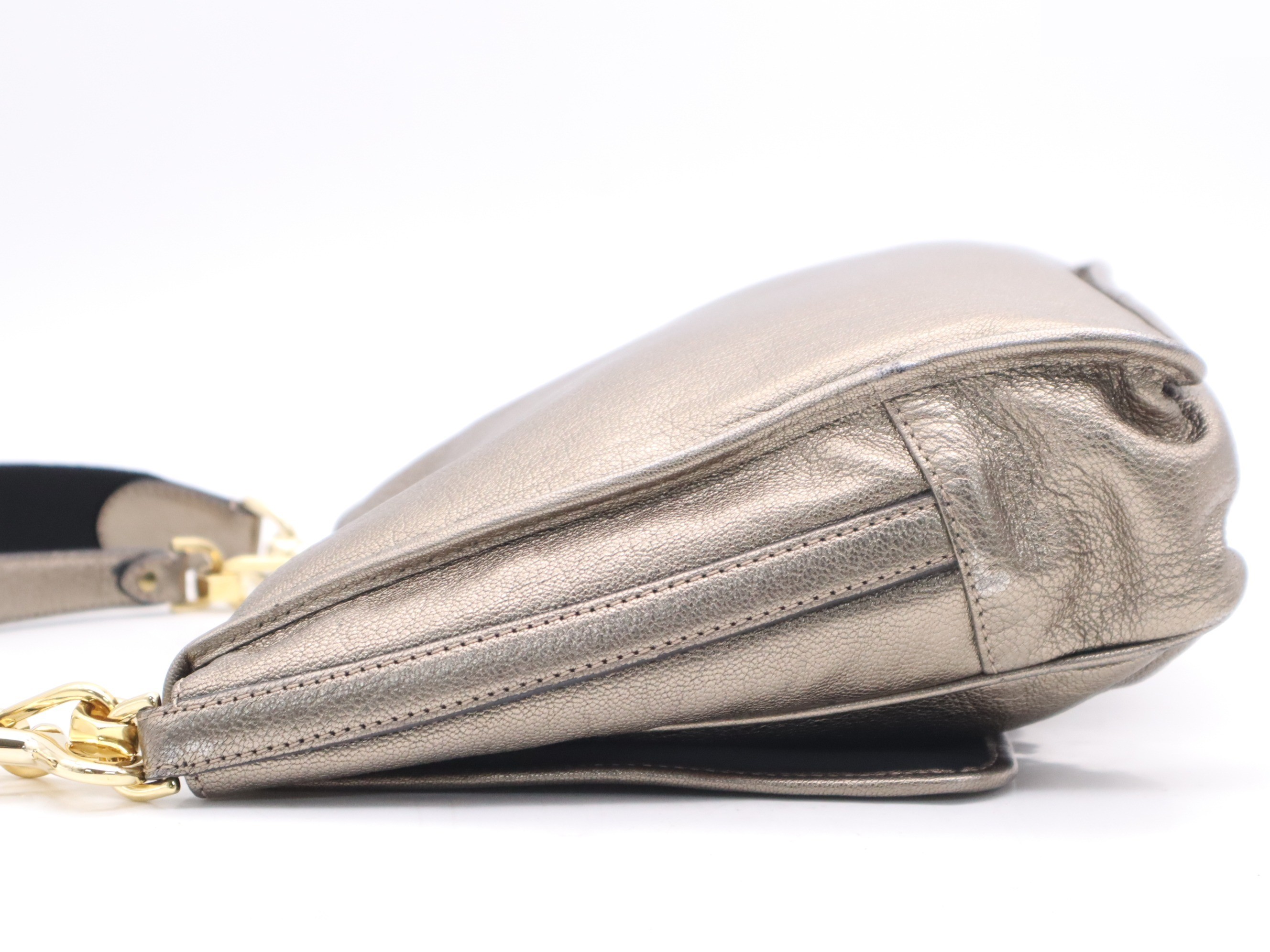 Leather Anagram 2-Way Shoulder Bag, Gold, GD Hardware — view 3