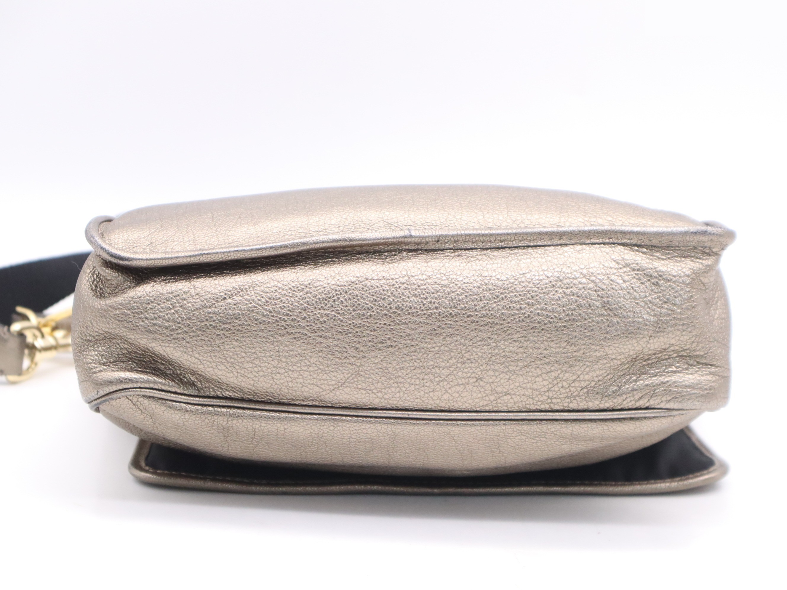 Leather Anagram 2-Way Shoulder Bag, Gold, GD Hardware — view 4