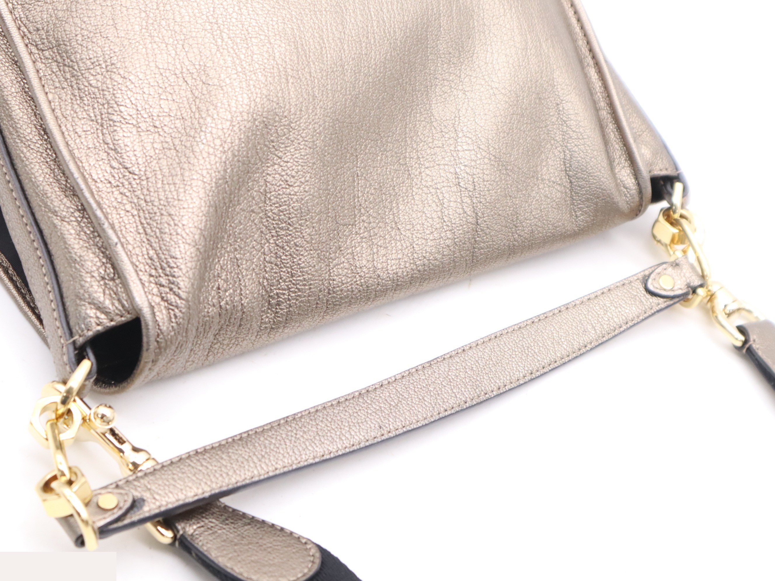Leather Anagram 2-Way Shoulder Bag, Gold, GD Hardware — view 6