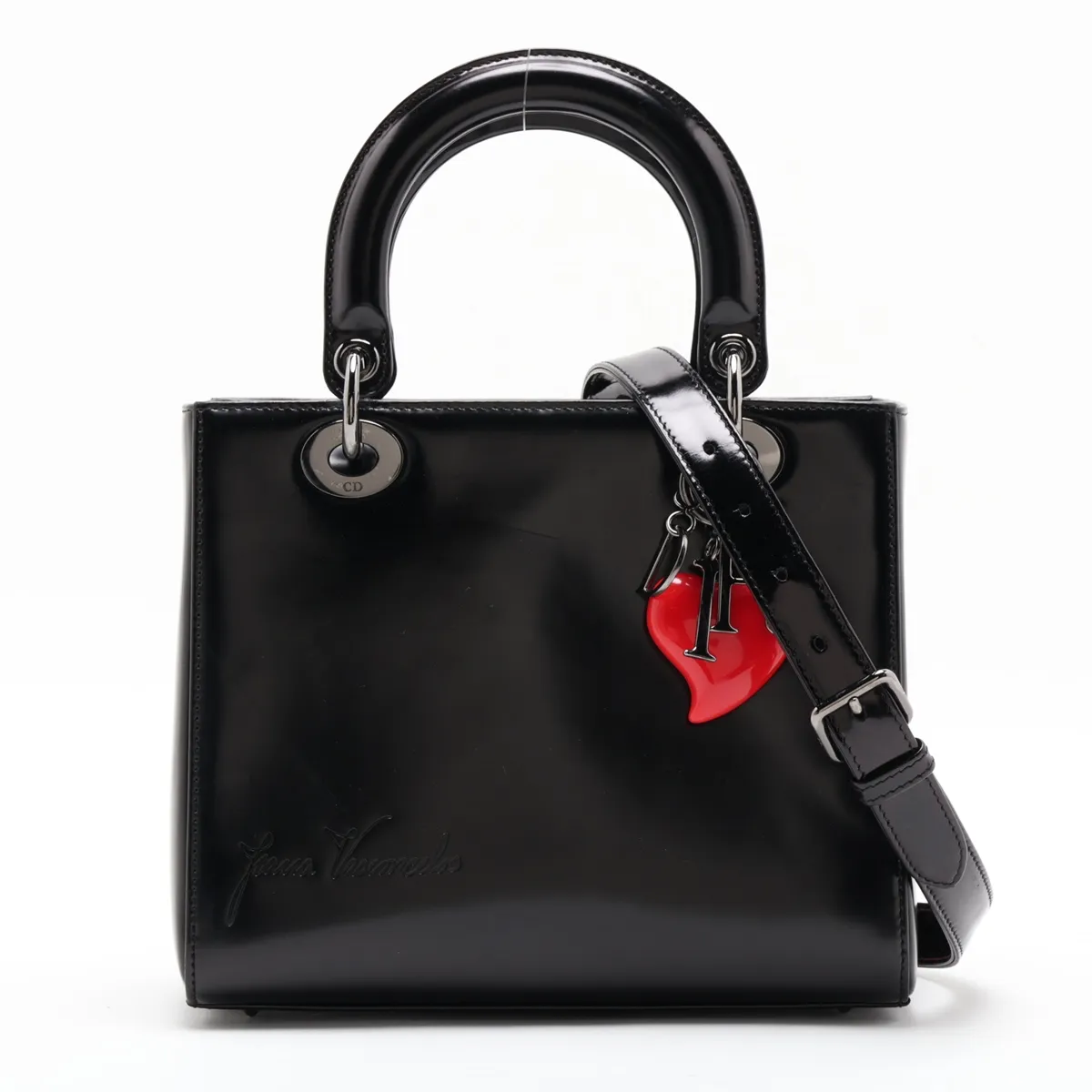 Lady Dior Leather 2-Way Handbag, Black