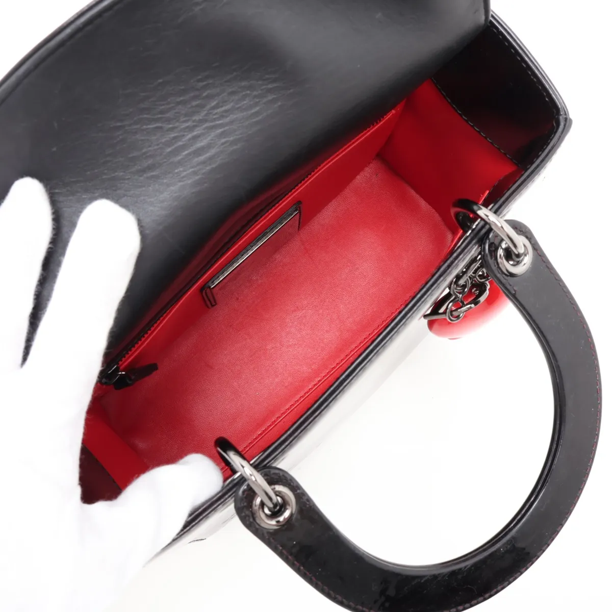 Lady Dior Leather 2-Way Handbag, Black — view 8