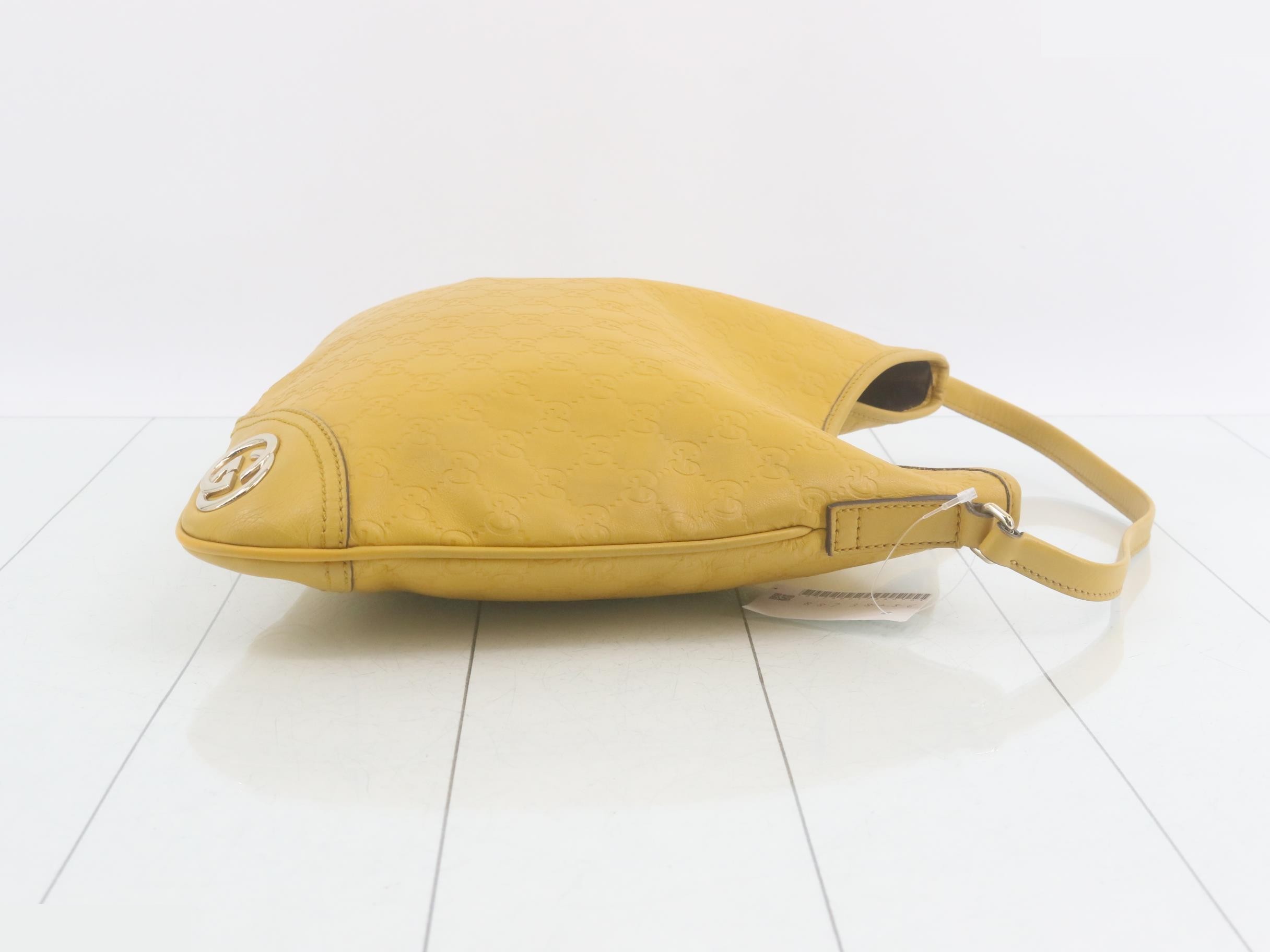 Double G Leather Shoulder Bag, Yellow — view 3