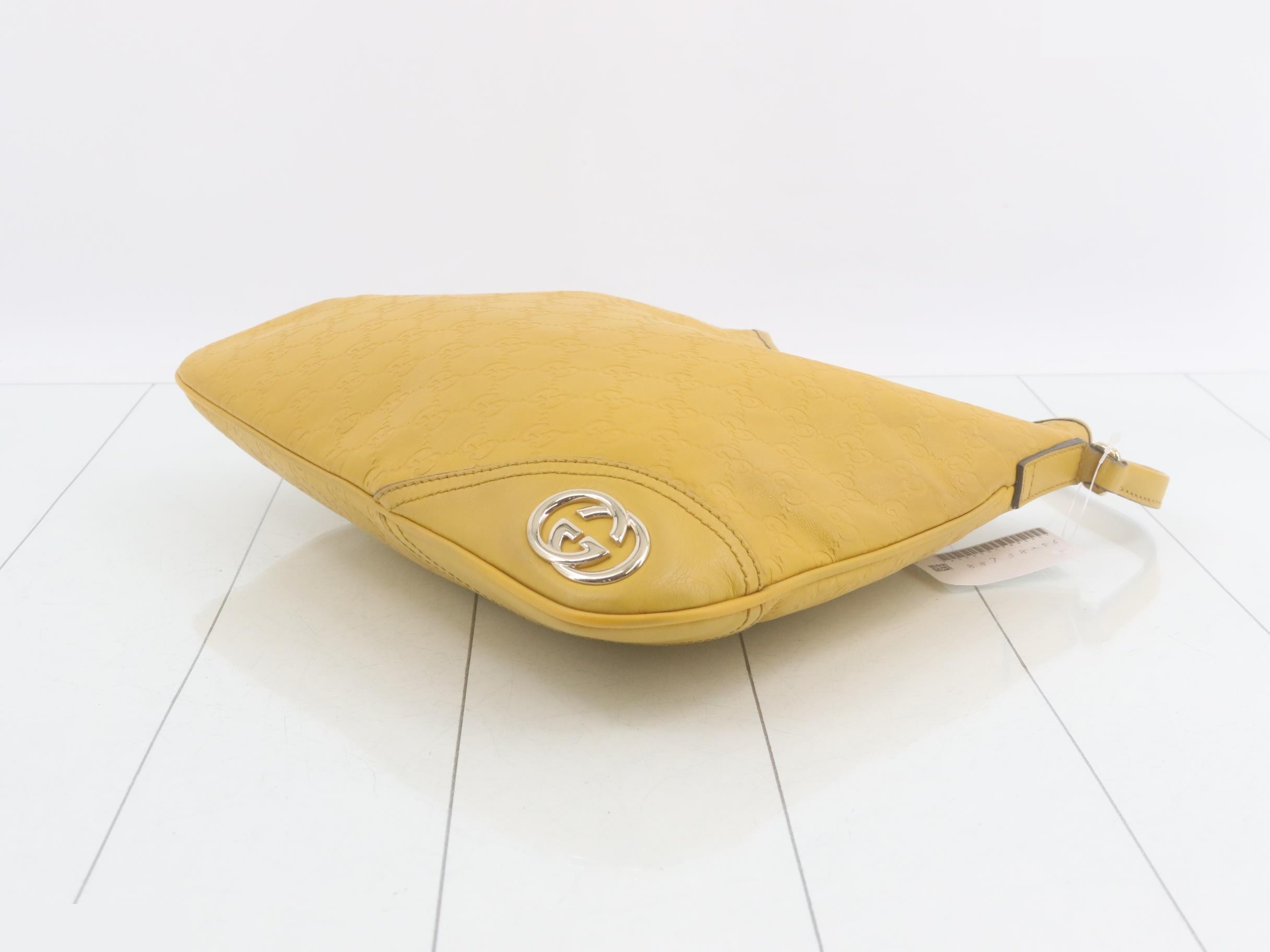 Double G Leather Shoulder Bag, Yellow — view 6