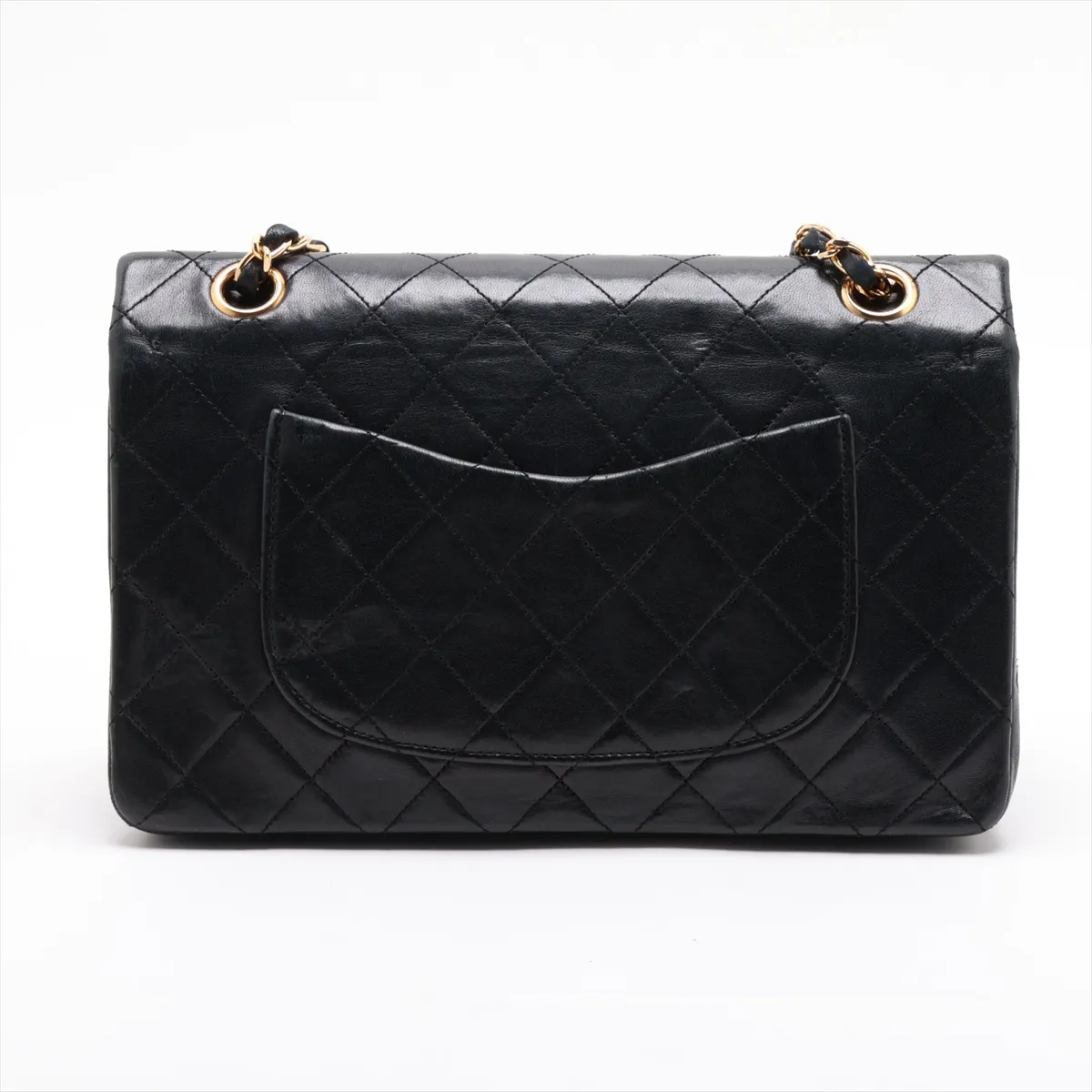 Matelassé 25 Lambskin Double Flap Double Chain Bag, Black with Gold Hardware, 129049 (Serial Number 0-series, A01112) — view 2