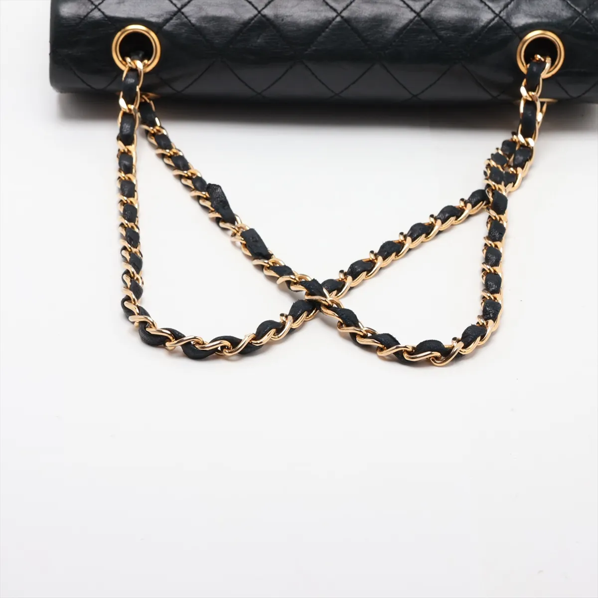 Matelassé 25 Lambskin Double Flap Double Chain Bag, Black with Gold Hardware, 129049 (Serial Number 0-series, A01112) — view 5