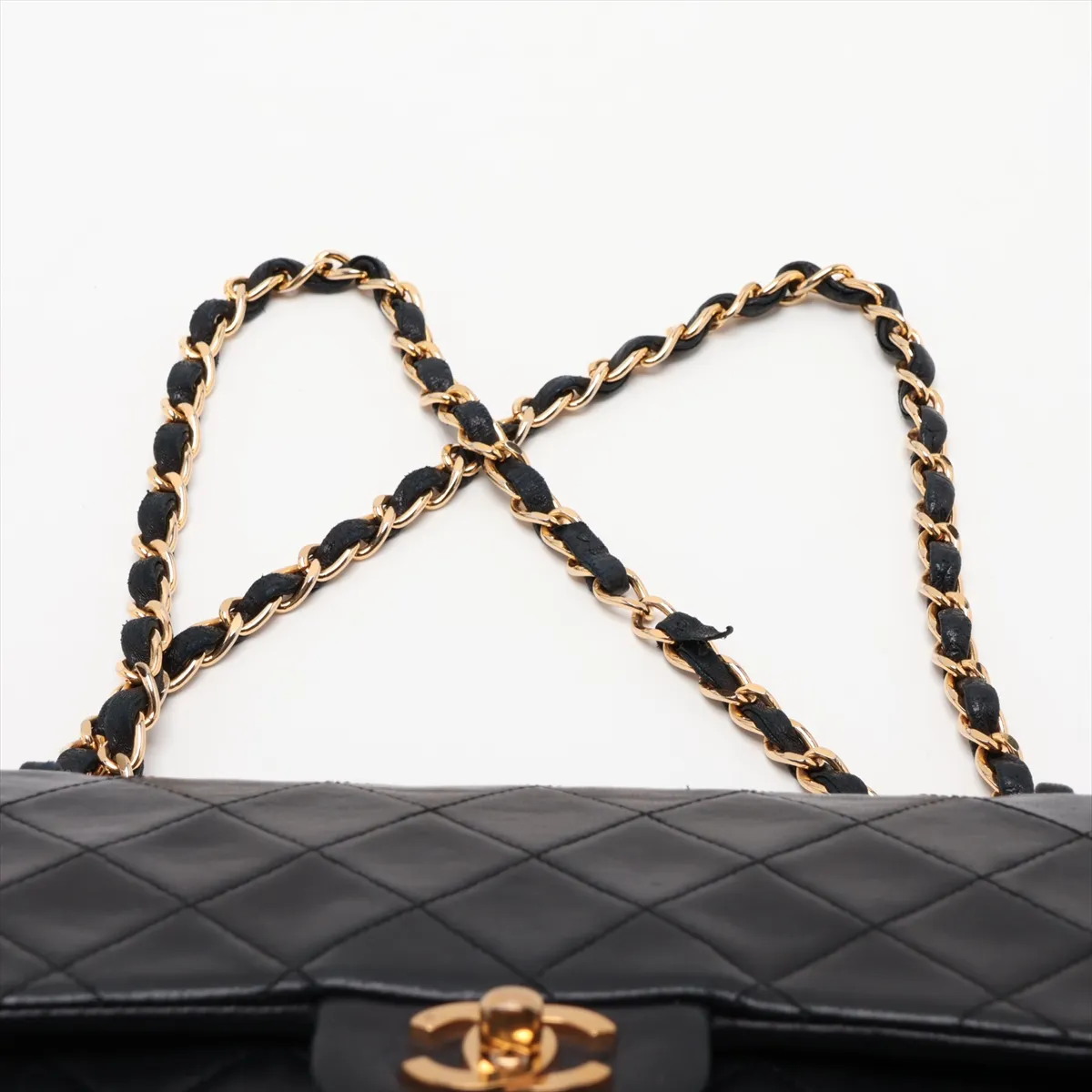 Matelassé 25 Lambskin Double Flap Double Chain Bag, Black with Gold Hardware, 129049 (Serial Number 0-series, A01112) — view 6