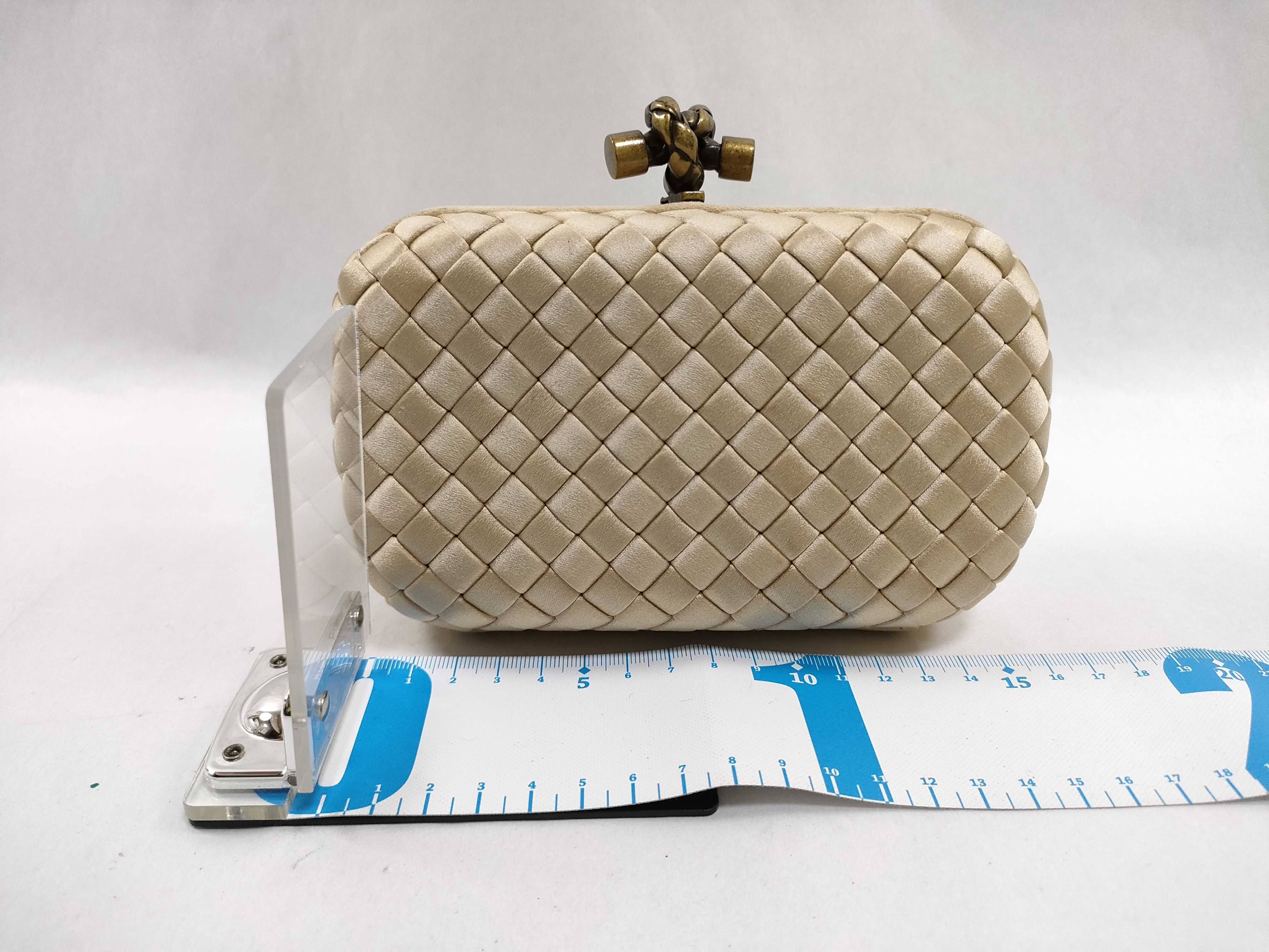 Intrecciato ID- Satin Intrecciato Knot Clutch Bag Beige — view 2