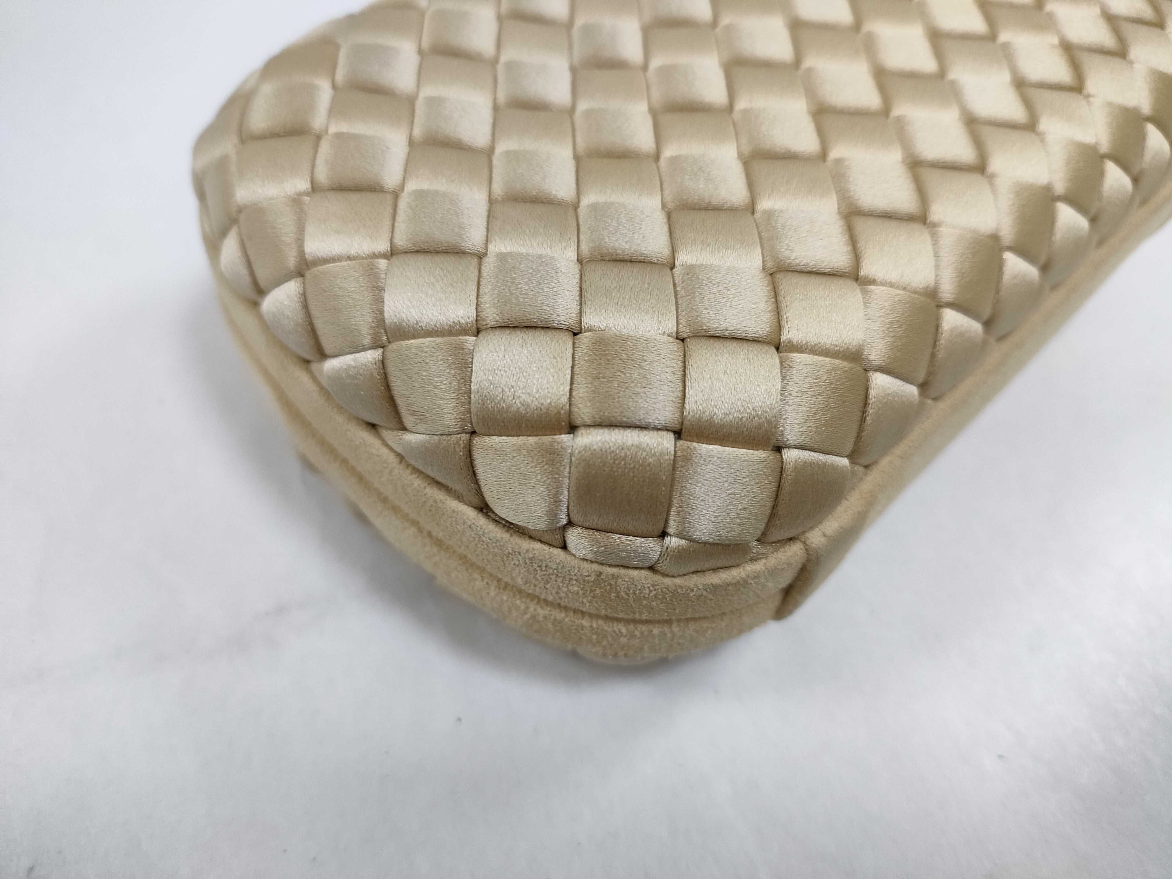 Intrecciato ID- Satin Intrecciato Knot Clutch Bag Beige — view 3