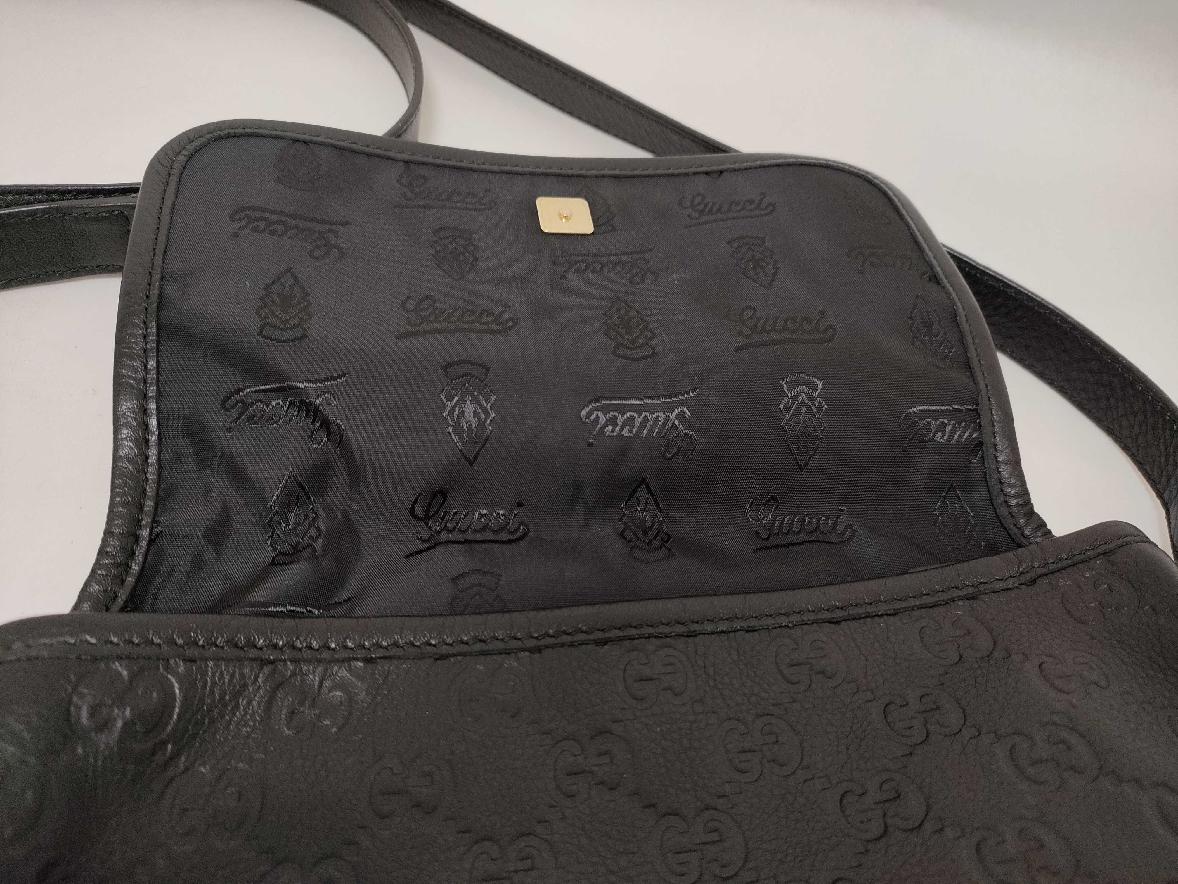 Guccissima Leather Shoulder Bag, Black, 223666 — view 8