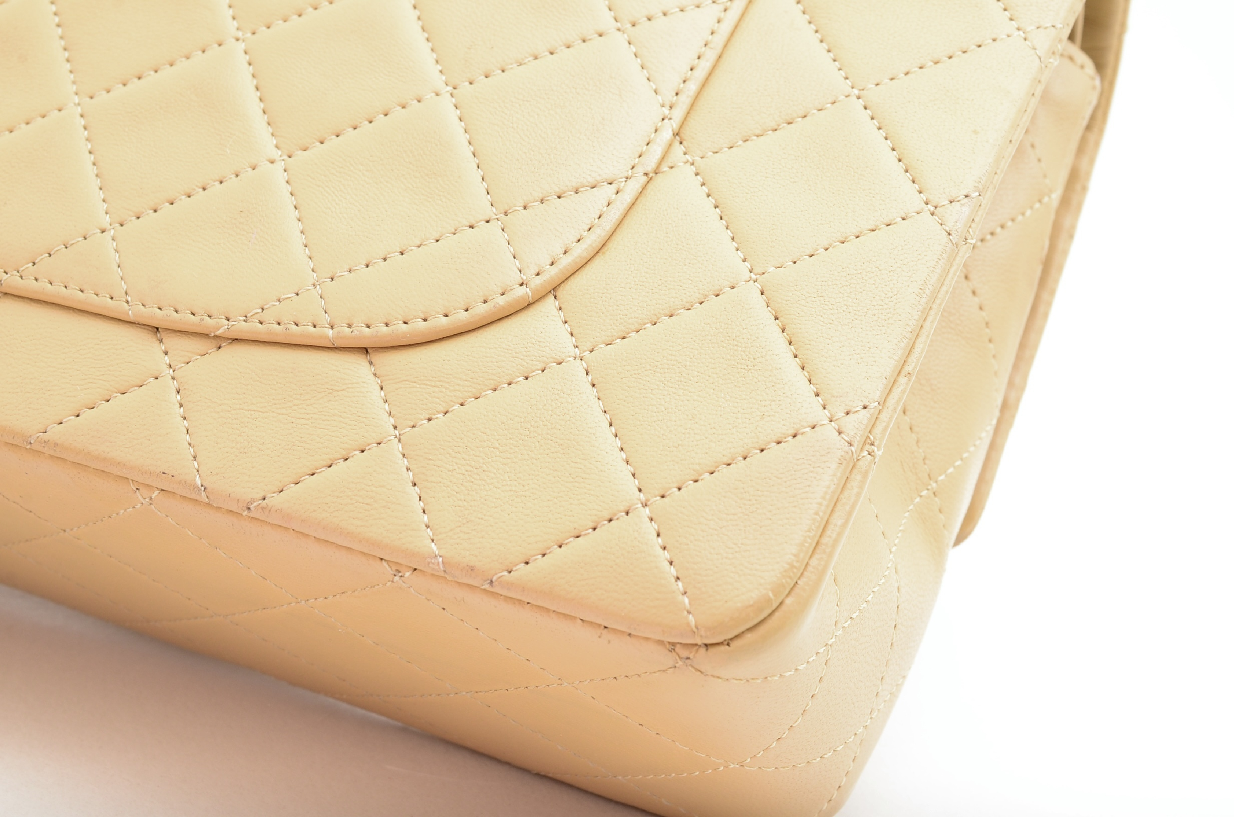 Matelassé Double Flap Chain Shoulder Bag, Beige, Seal 0 Series Shoulder Bag — view 10