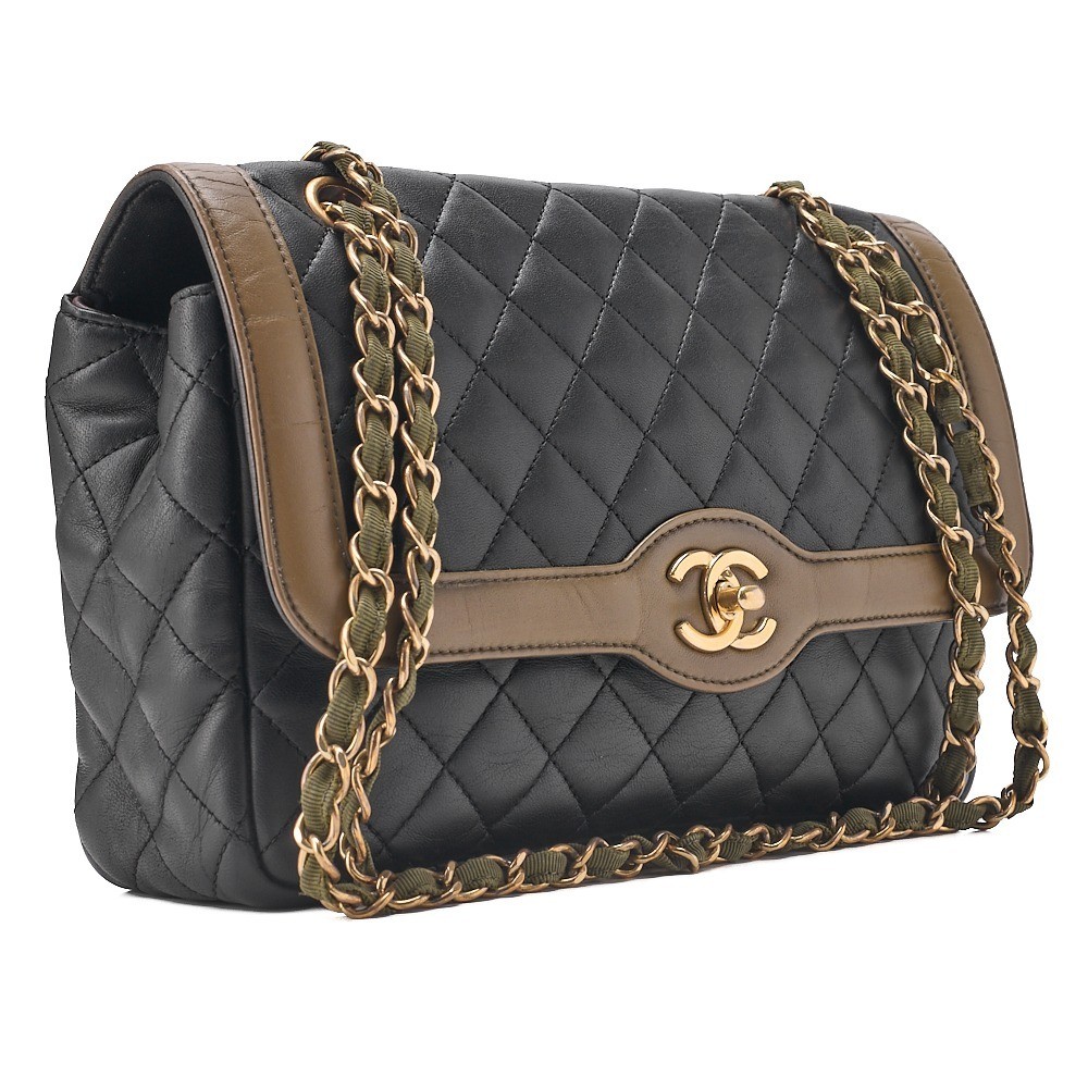 Lambskin Matelassé Single Flap Chain Shoulder Bag — view 3
