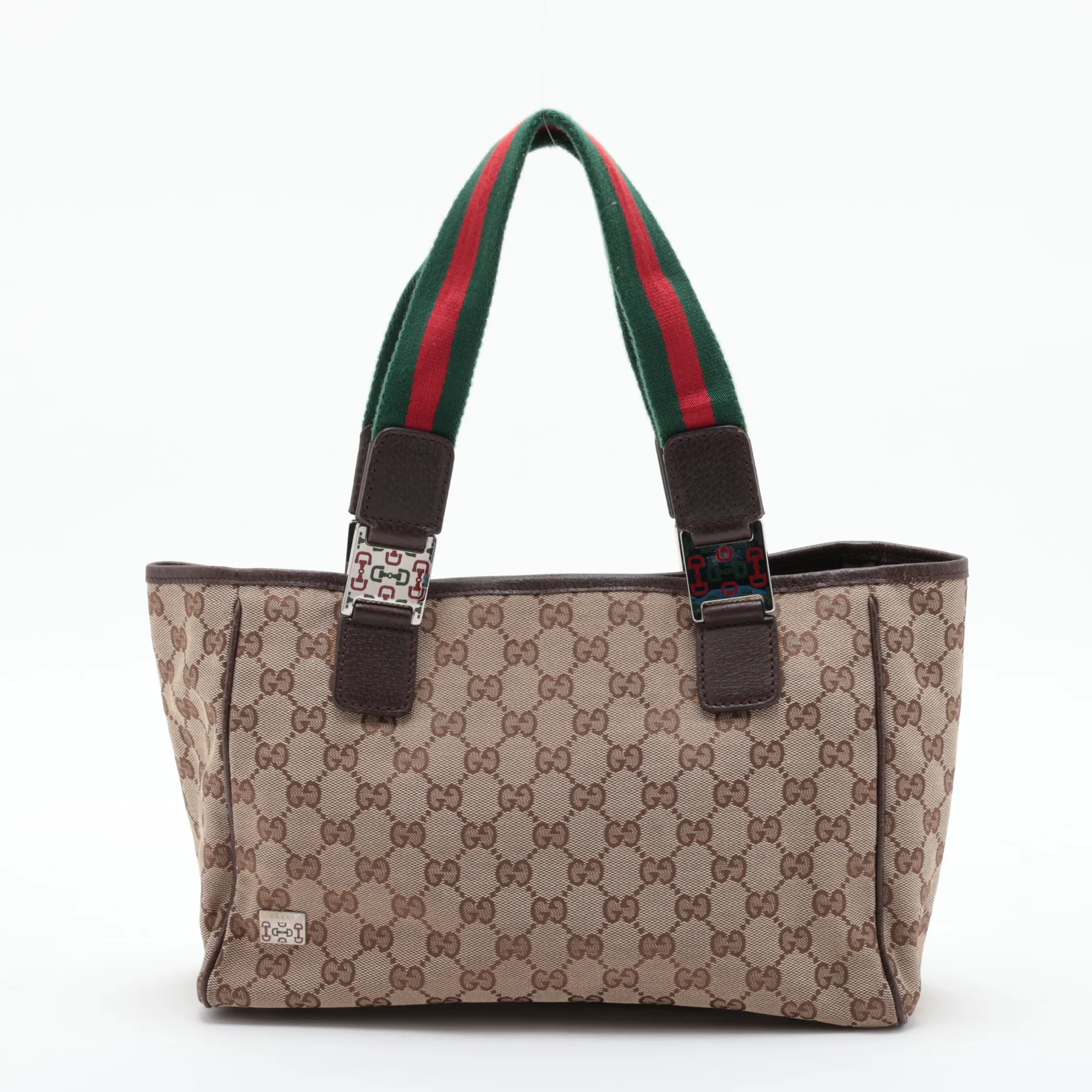 GG Canvas 105810 Canvas x Leather Handbag Beige x Brown