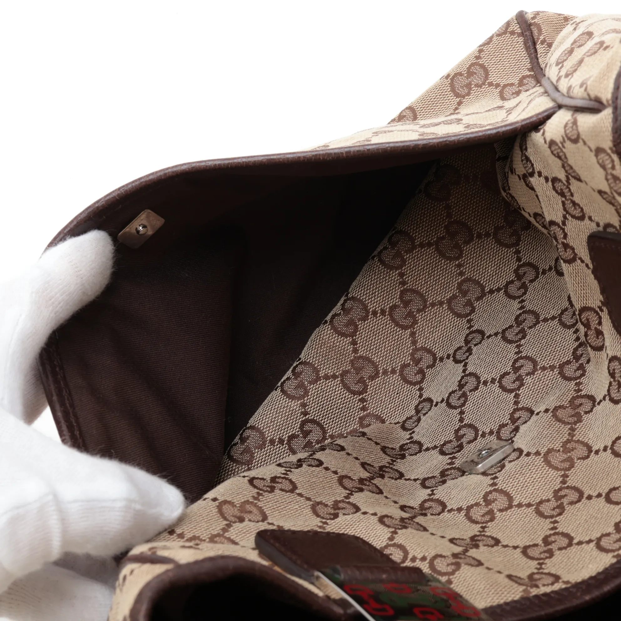 GG Canvas 105810 Canvas x Leather Handbag Beige x Brown — view 9