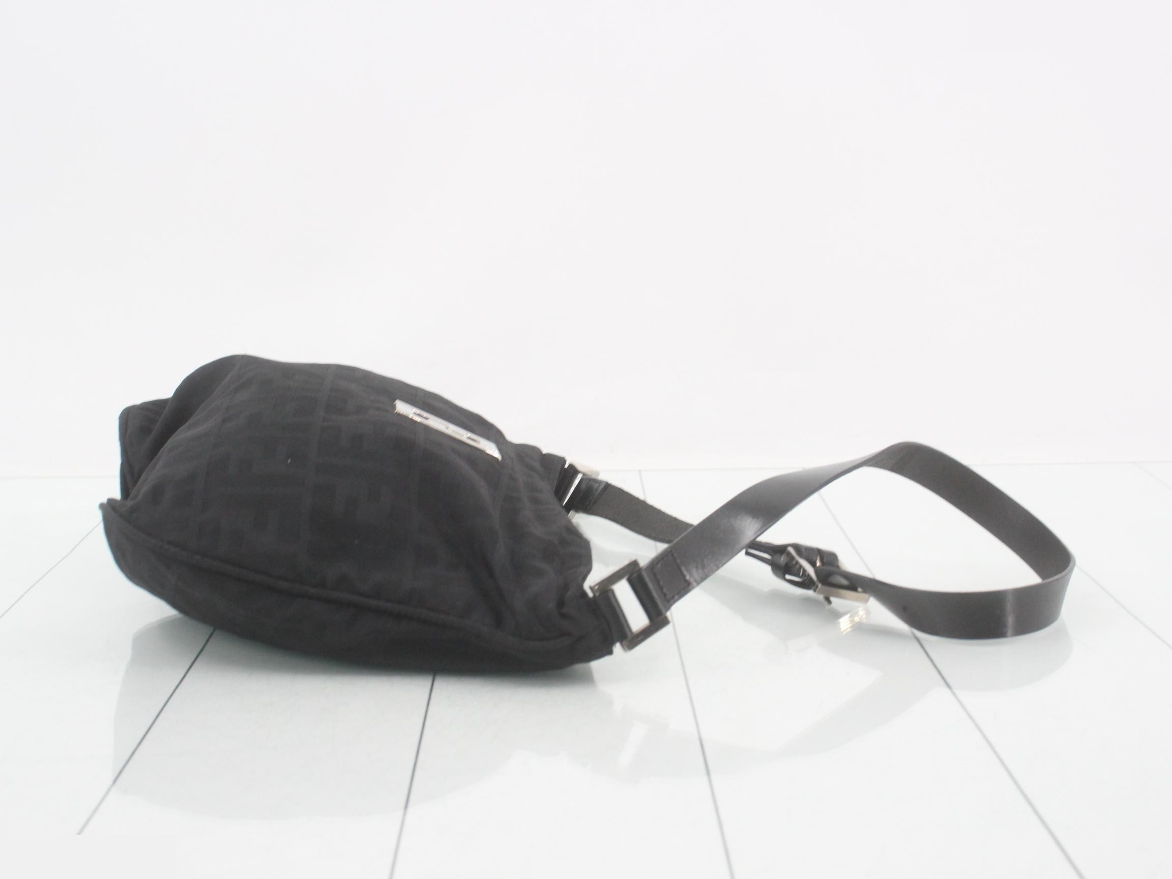 Zucca Shoulder Bag, Nylon/Leather, Black — view 3