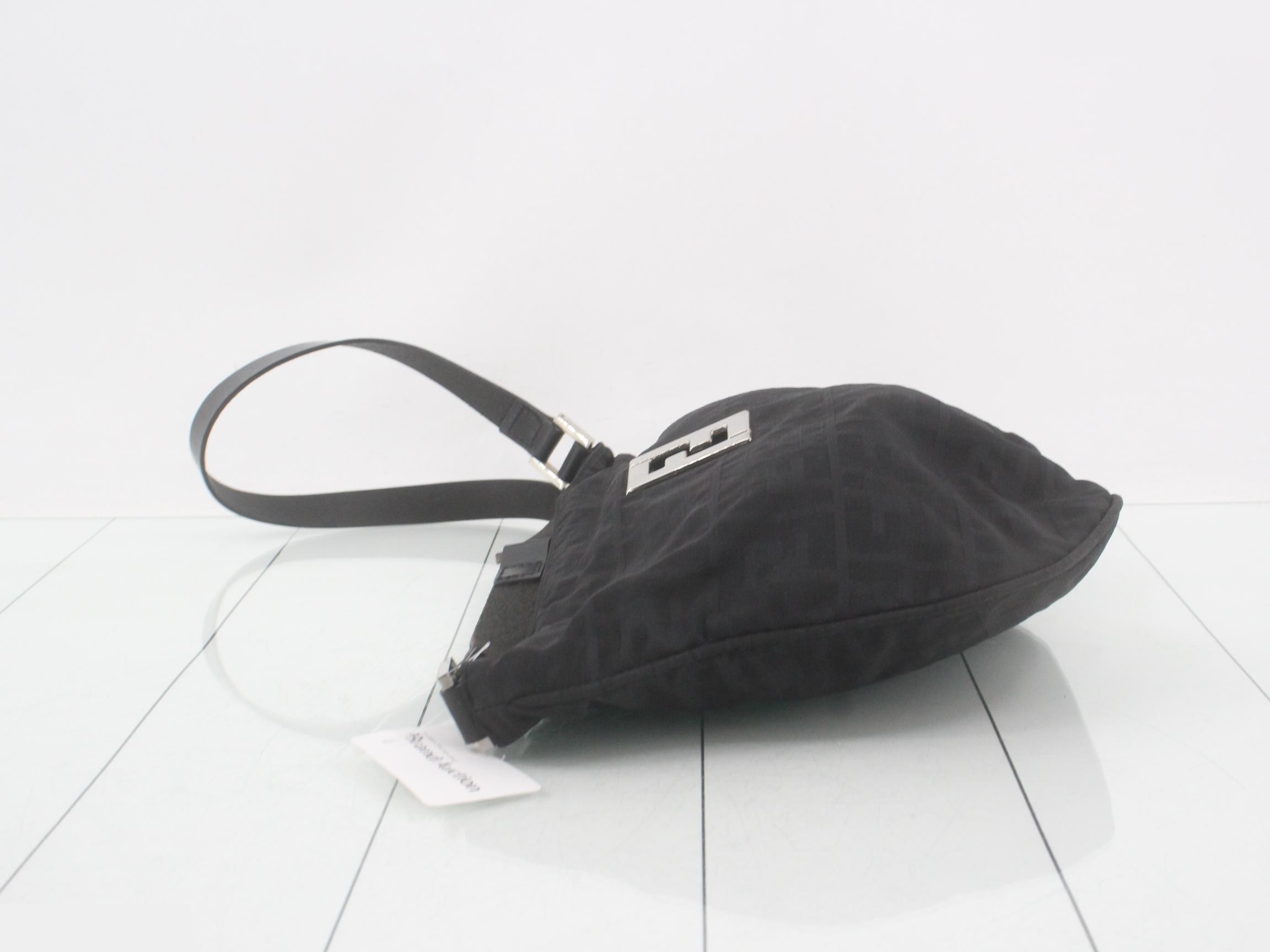 Zucca Shoulder Bag, Nylon/Leather, Black — view 4