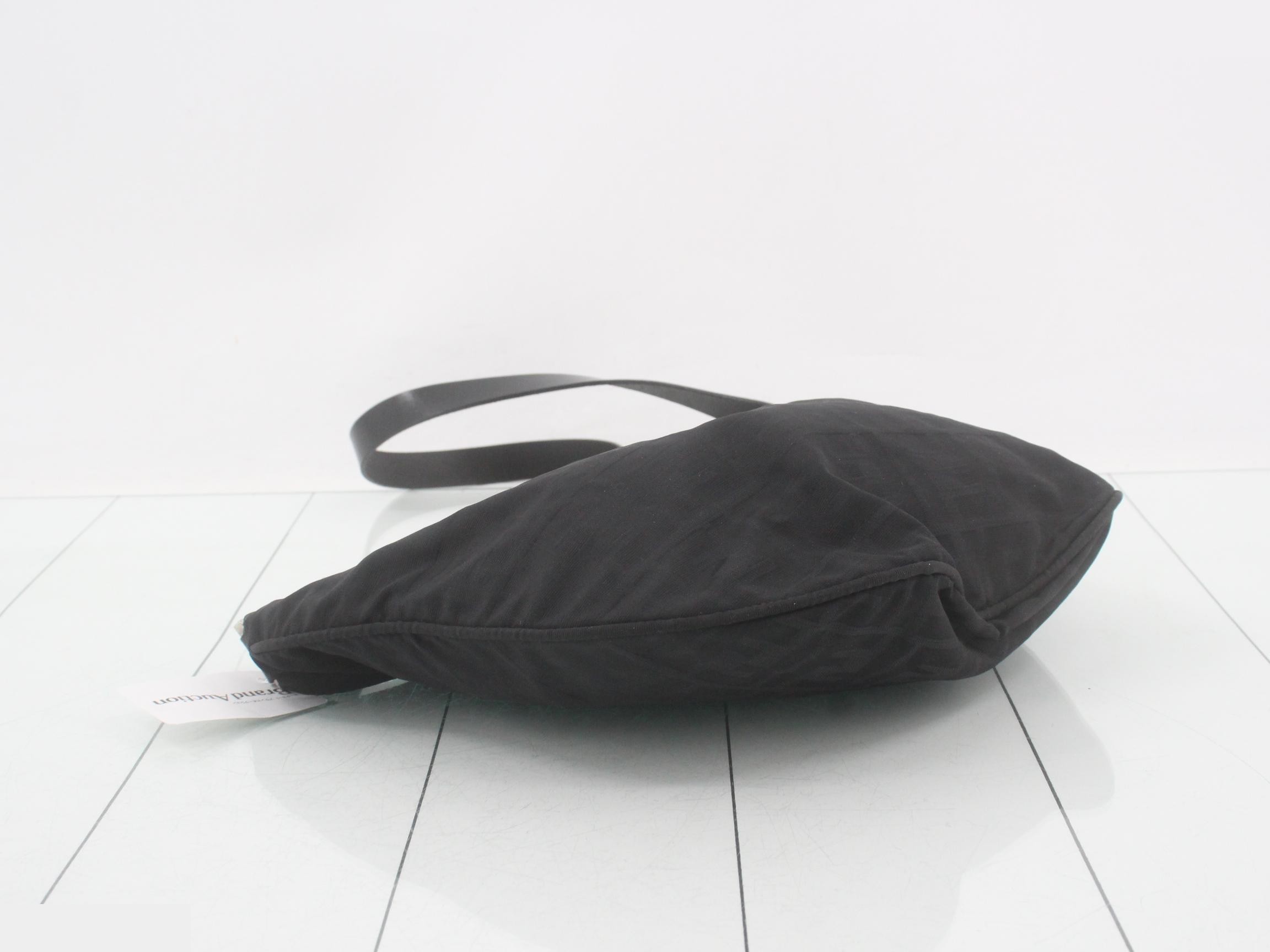 Zucca Shoulder Bag, Nylon/Leather, Black — view 5