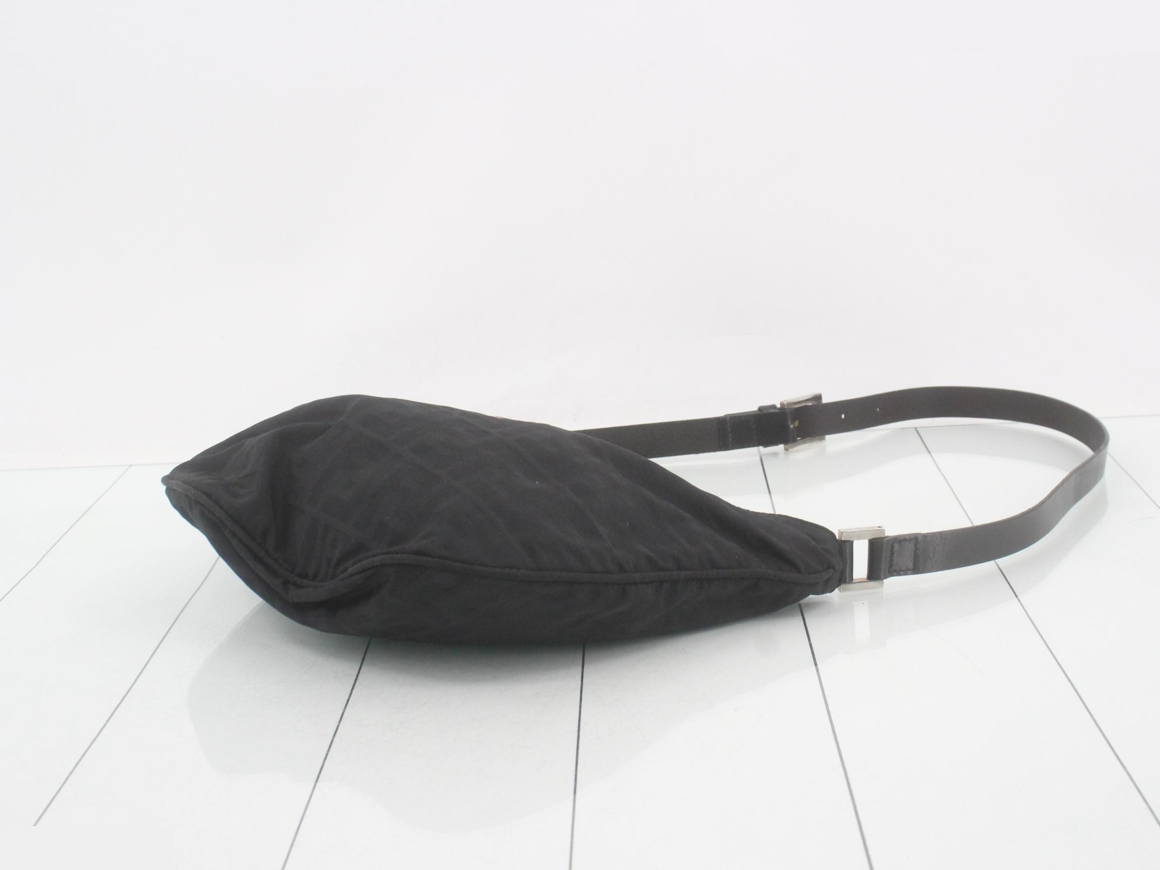 Zucca Shoulder Bag, Nylon/Leather, Black — view 6