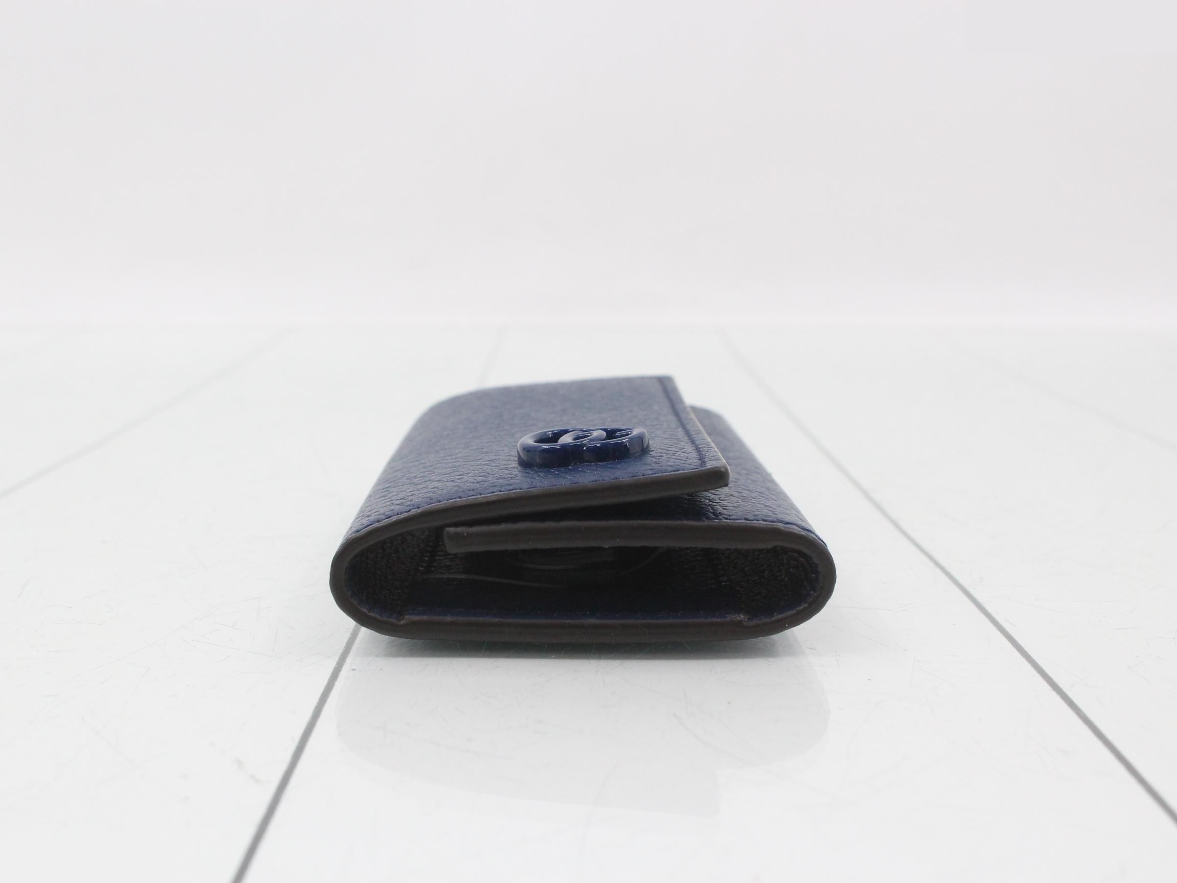 GG Marmont Key Case, Blue, Six Hooks, Calfskin — view 3