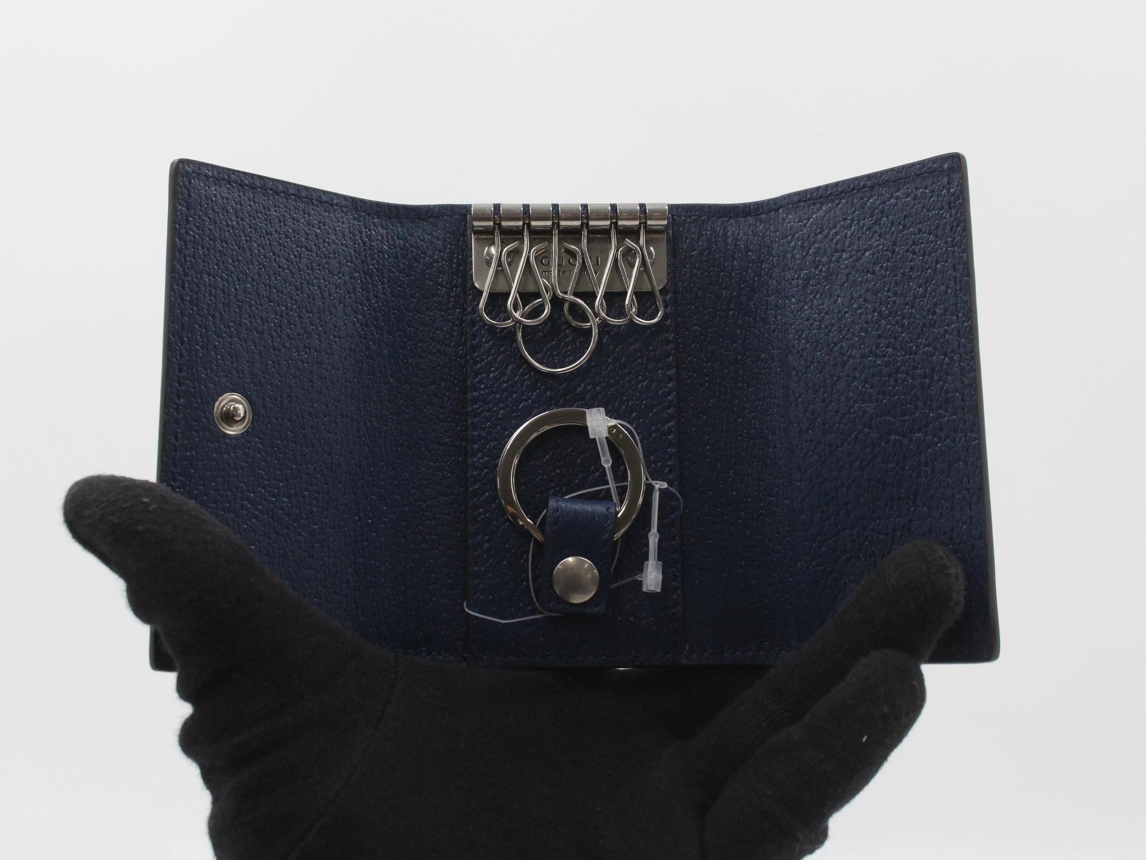 GG Marmont Key Case, Blue, Six Hooks, Calfskin — view 4