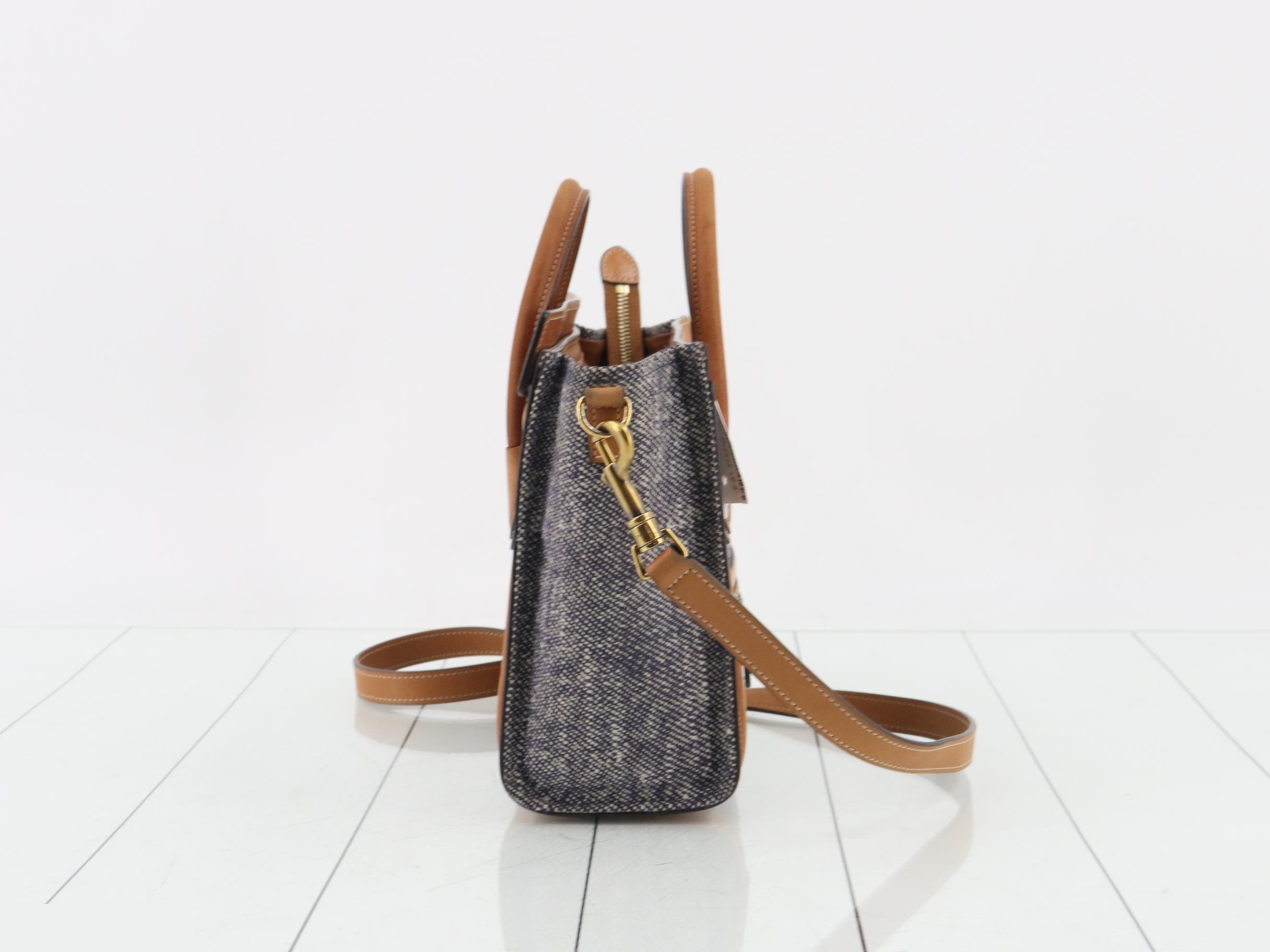 Nano Luggage Shoulder Bag, Canvas, Navy — view 4