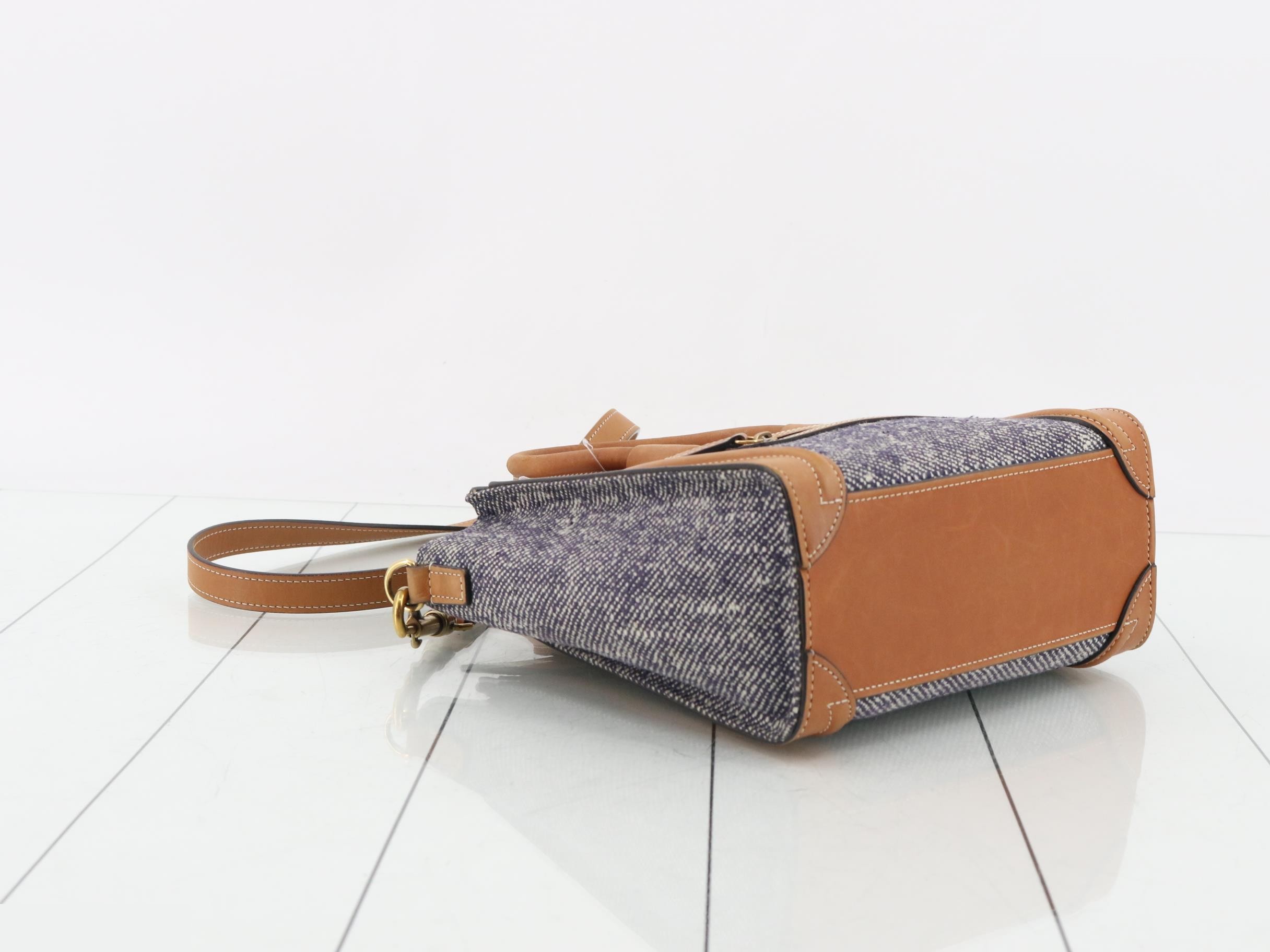 Nano Luggage Shoulder Bag, Canvas, Navy — view 5
