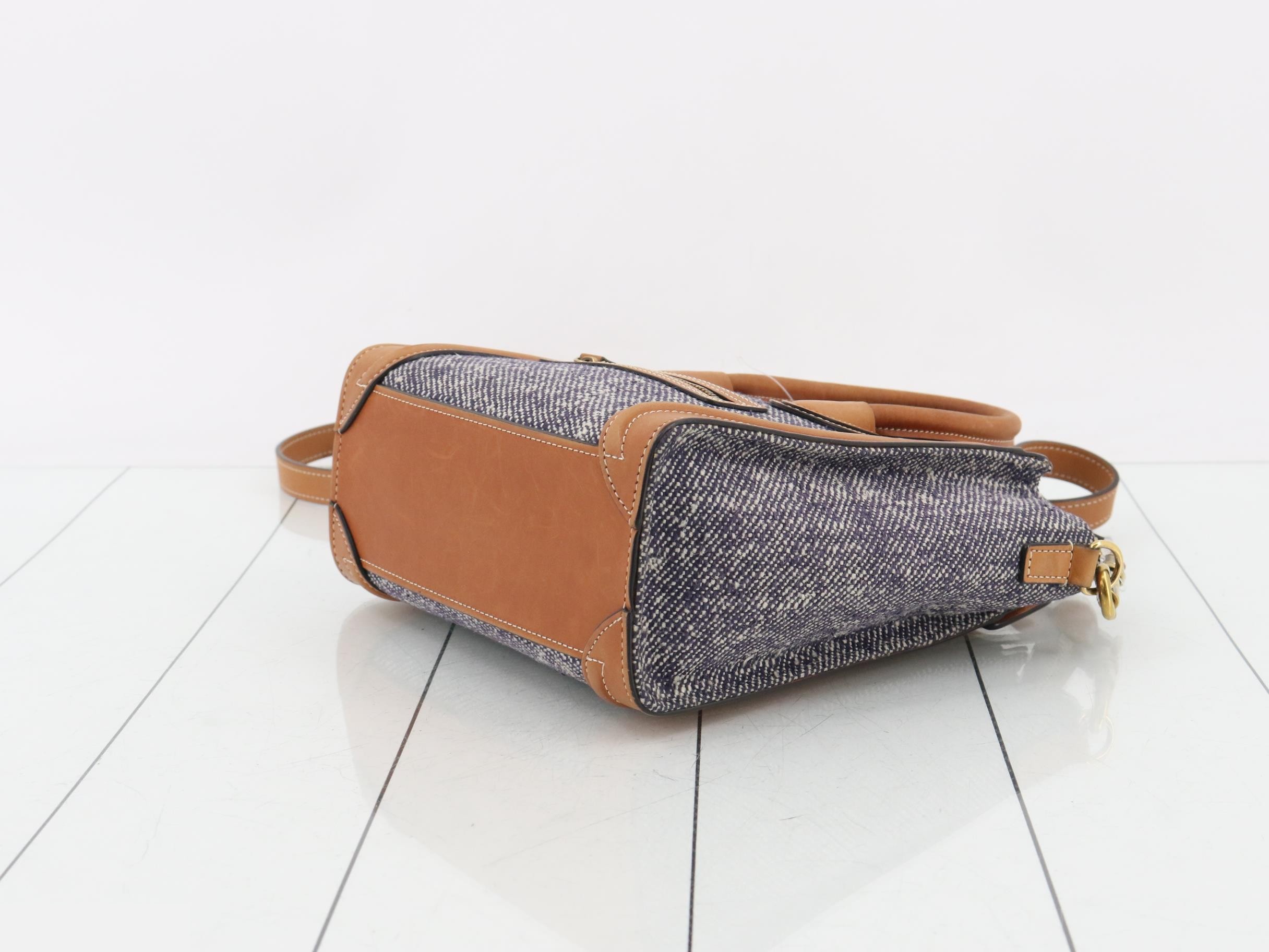 Nano Luggage Shoulder Bag, Canvas, Navy — view 6