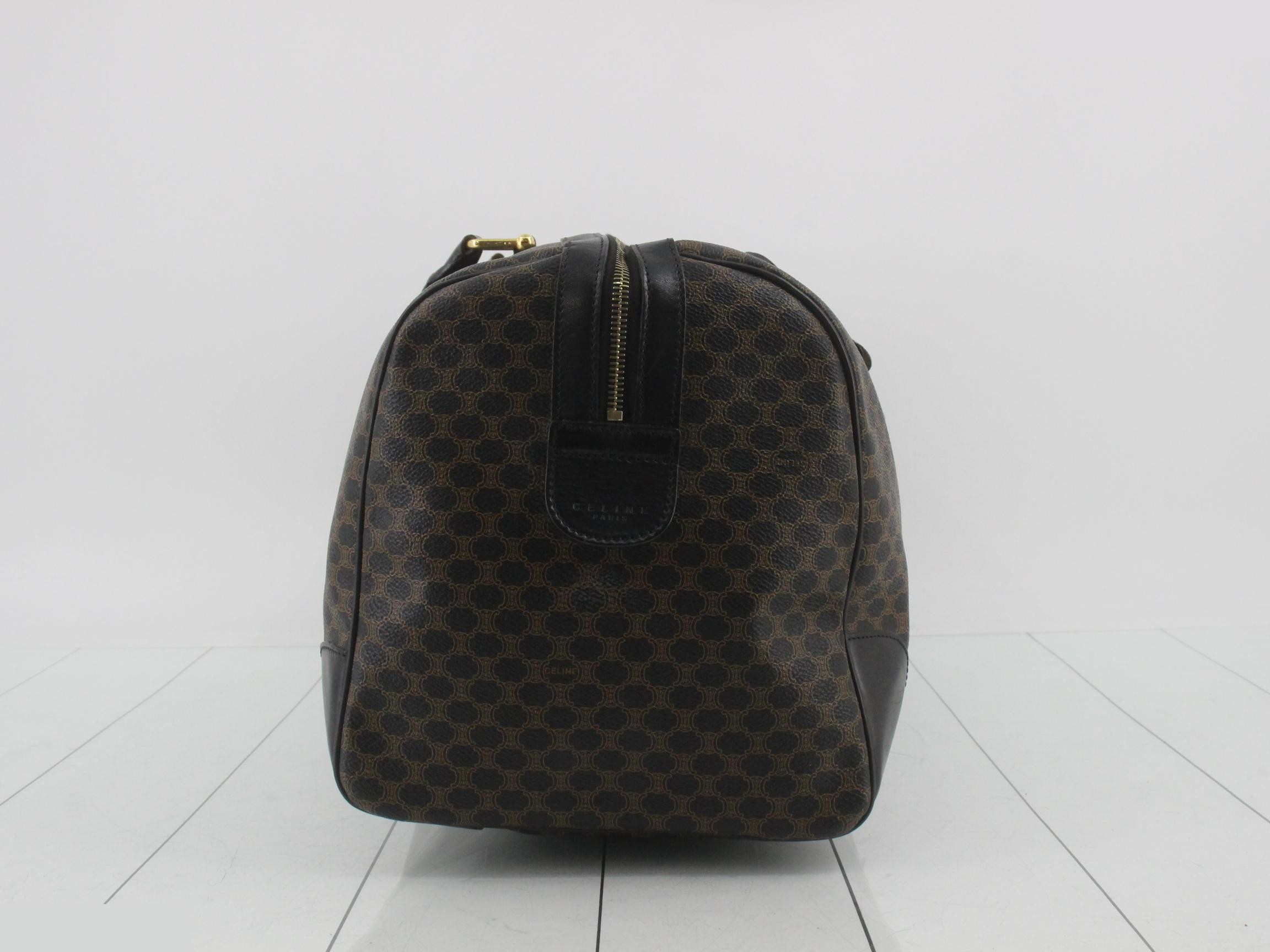 PVC/Leather Macadam Pattern Boston Bag with Name Tag, Padlock, and Key — view 3