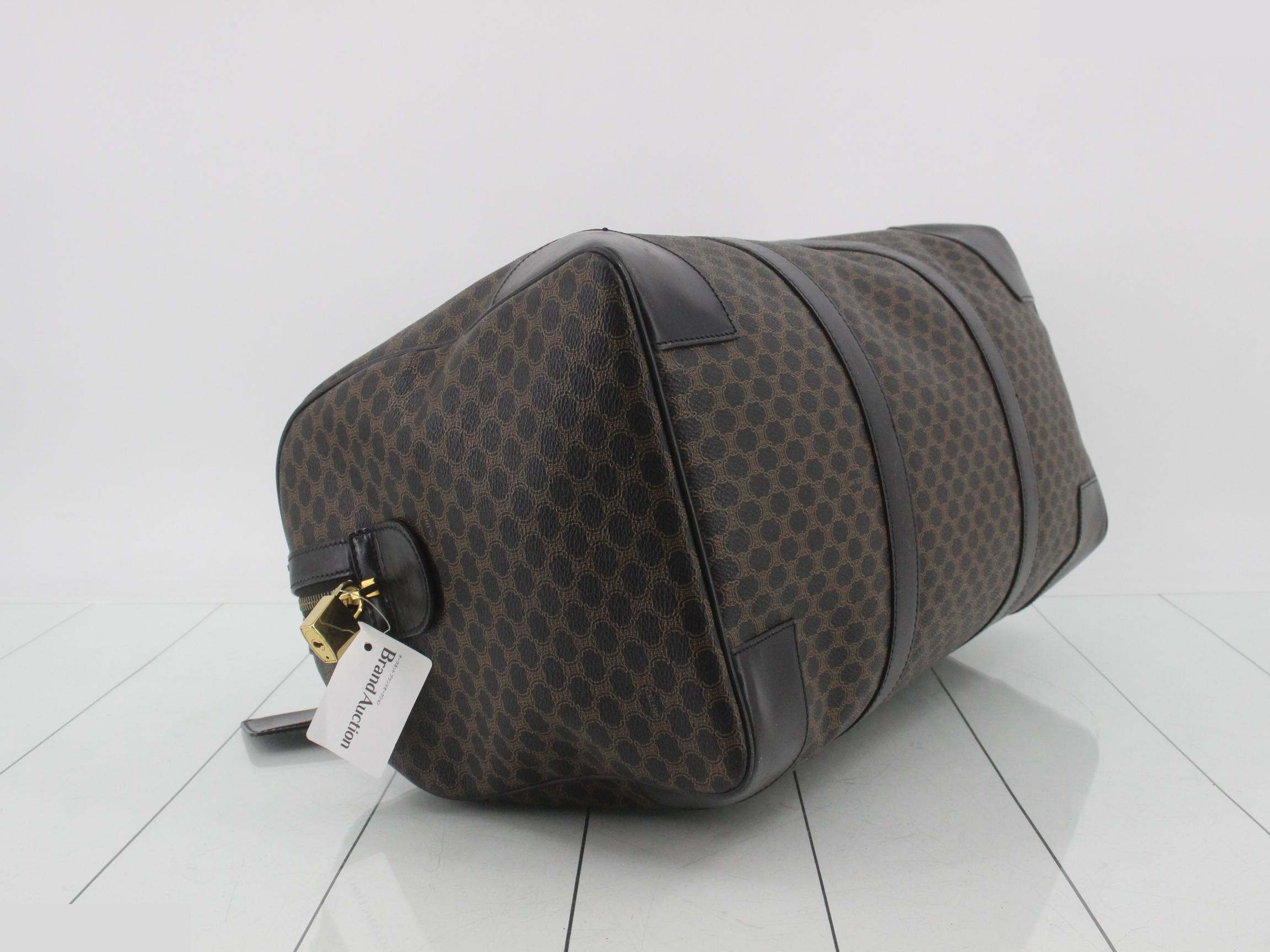 PVC/Leather Macadam Pattern Boston Bag with Name Tag, Padlock, and Key — view 5
