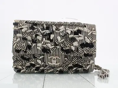 Striped Canvas Chain Shoulder Bag