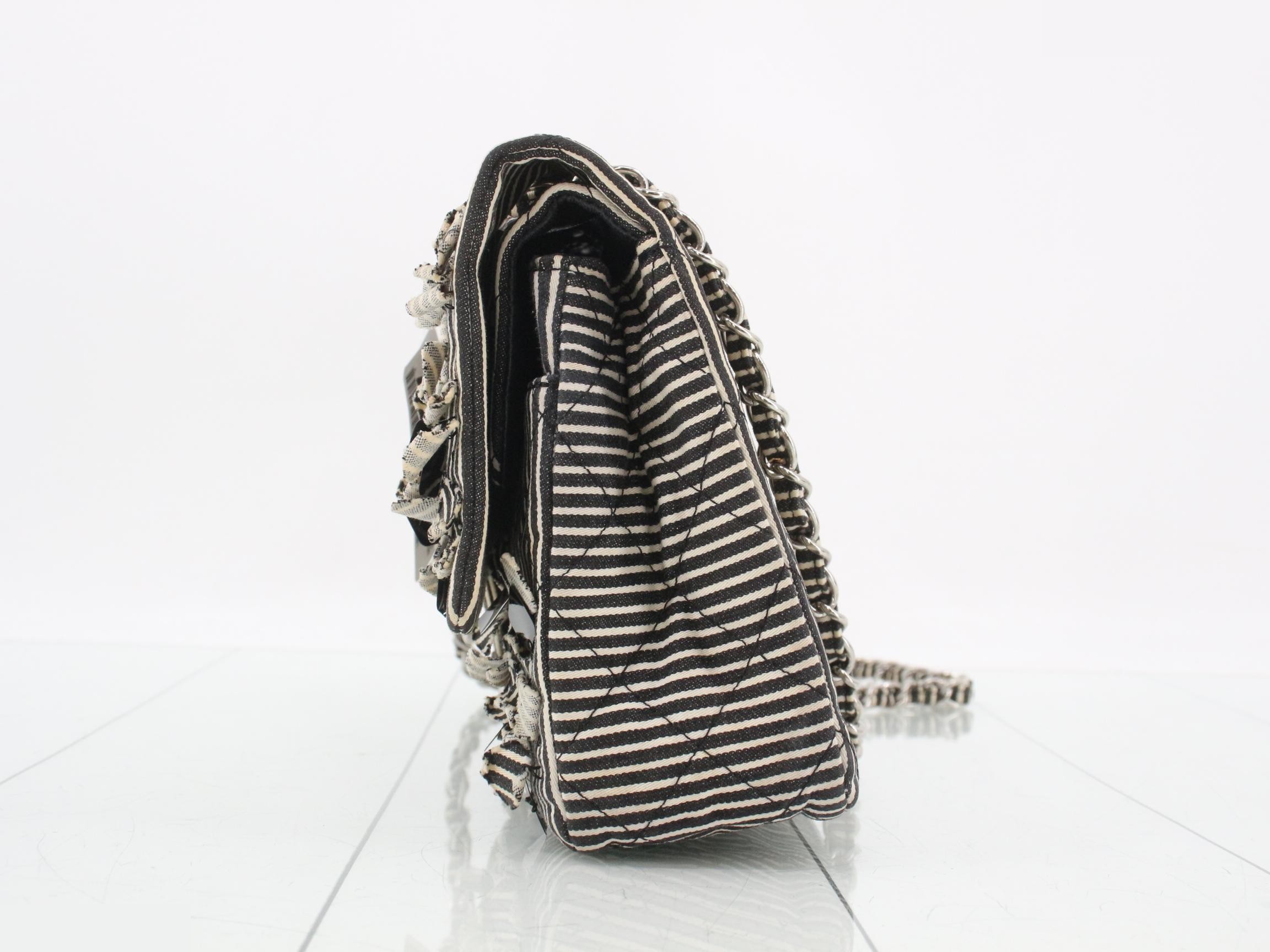Striped Canvas Chain Shoulder Bag — view 3