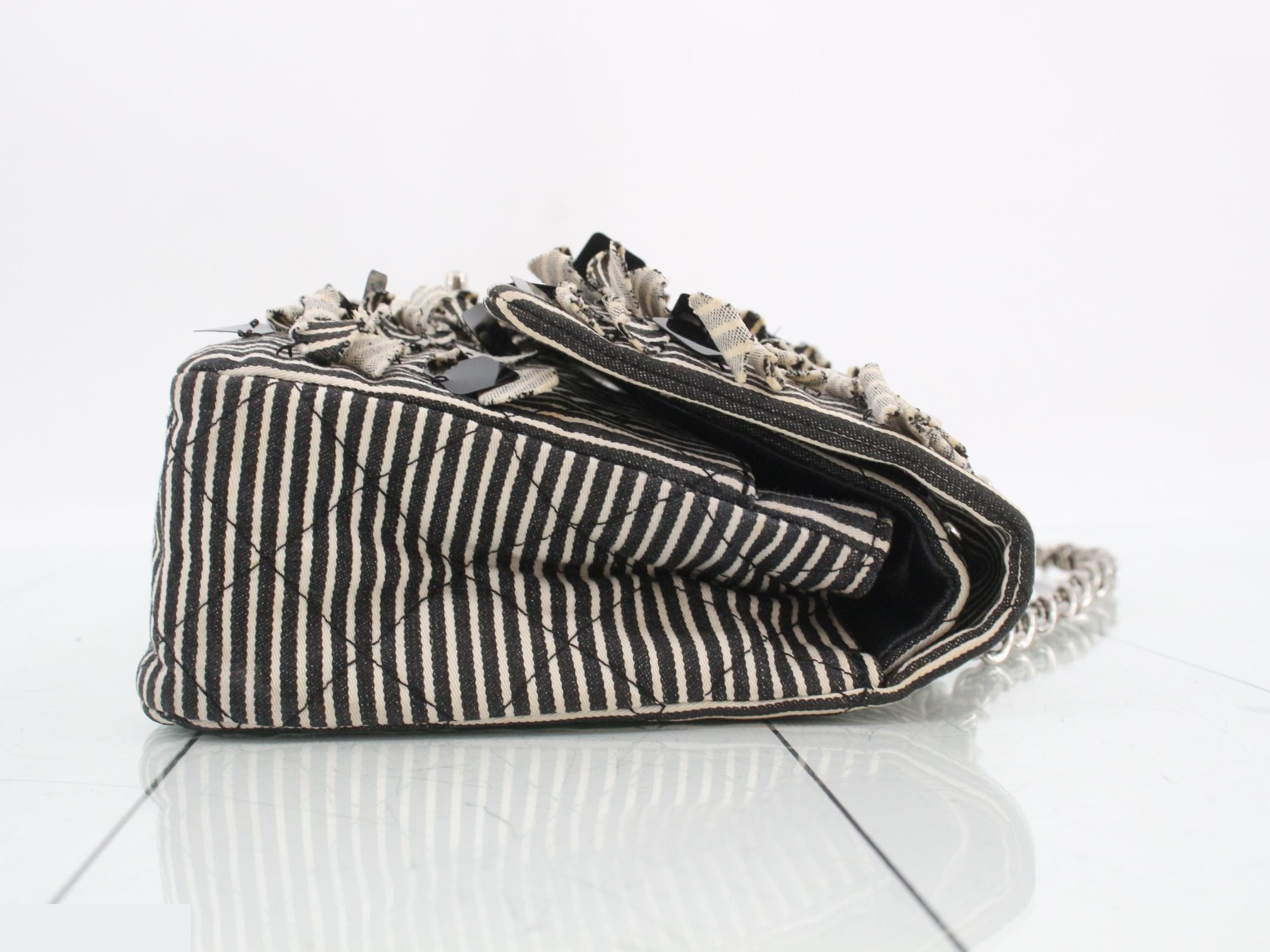 Striped Canvas Chain Shoulder Bag — view 4