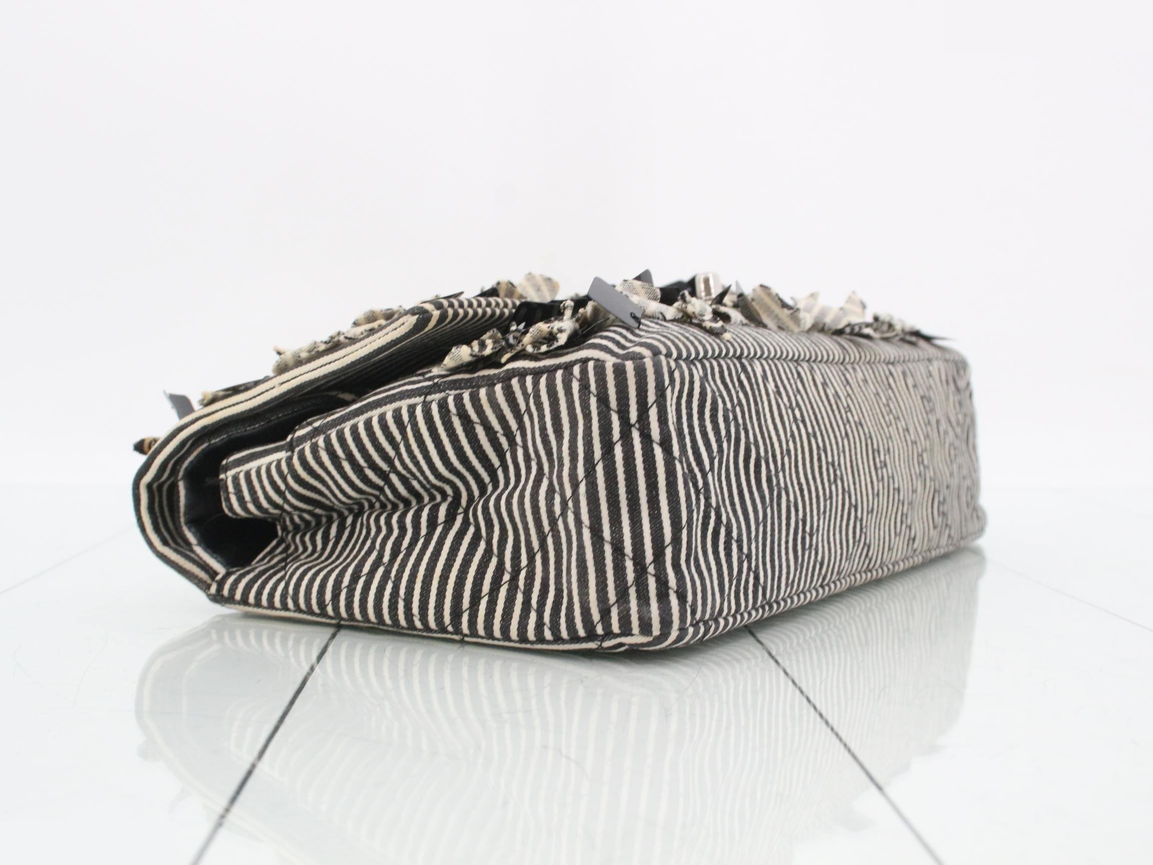 Striped Canvas Chain Shoulder Bag — view 6