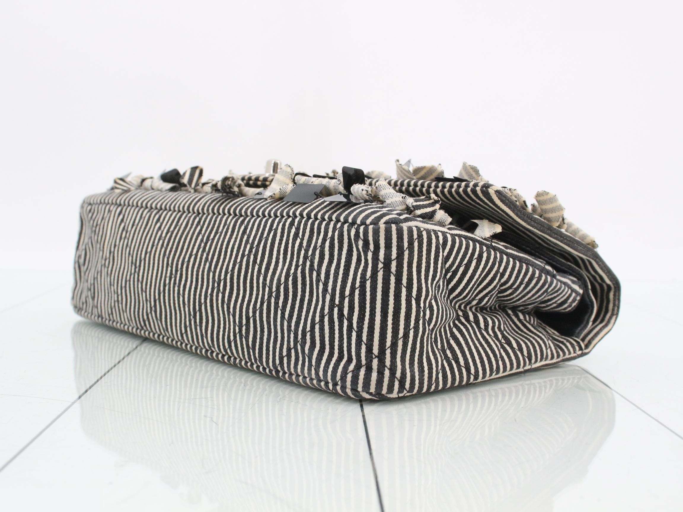 Striped Canvas Chain Shoulder Bag — view 7