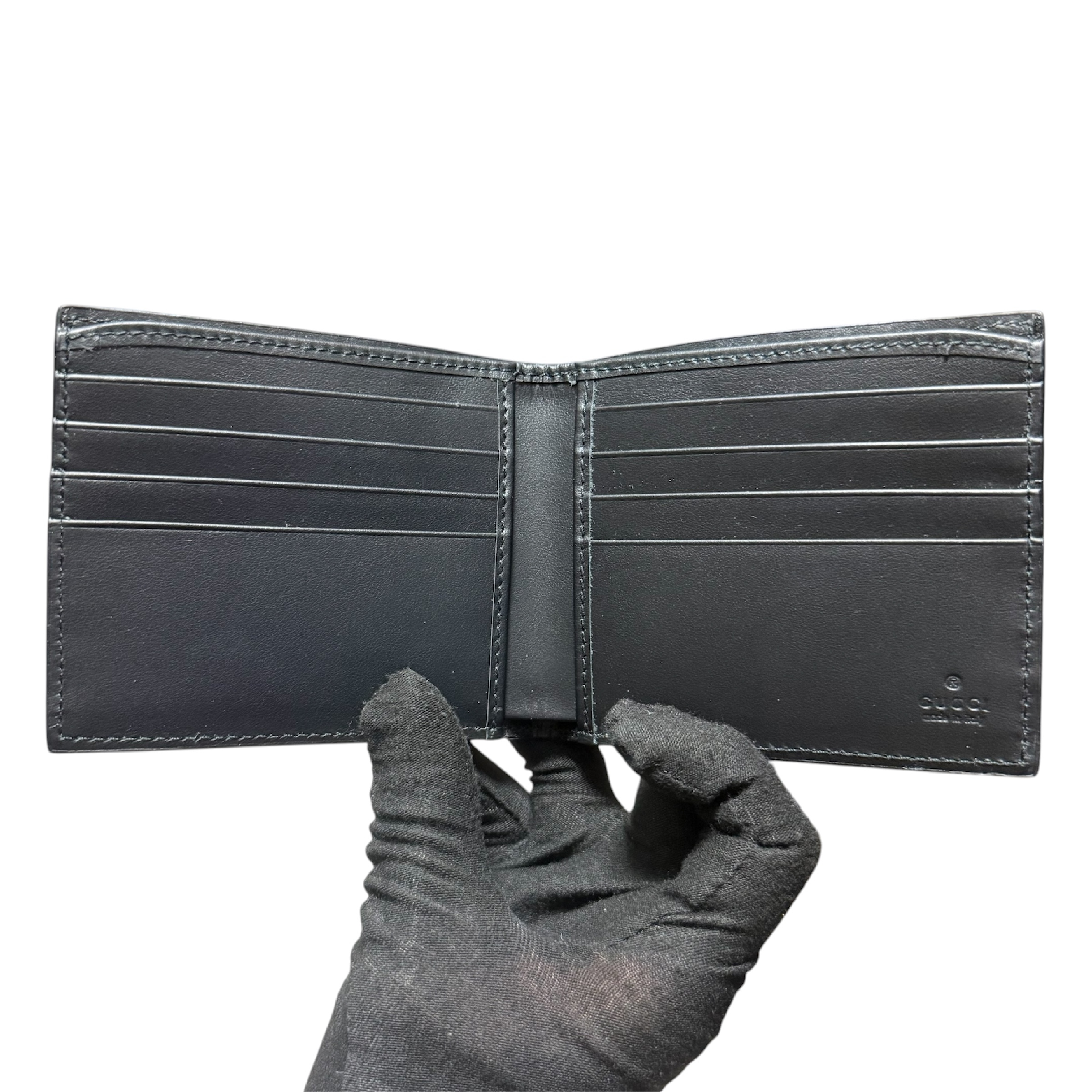 Guccissima folding wallet, black, billfold — view 3