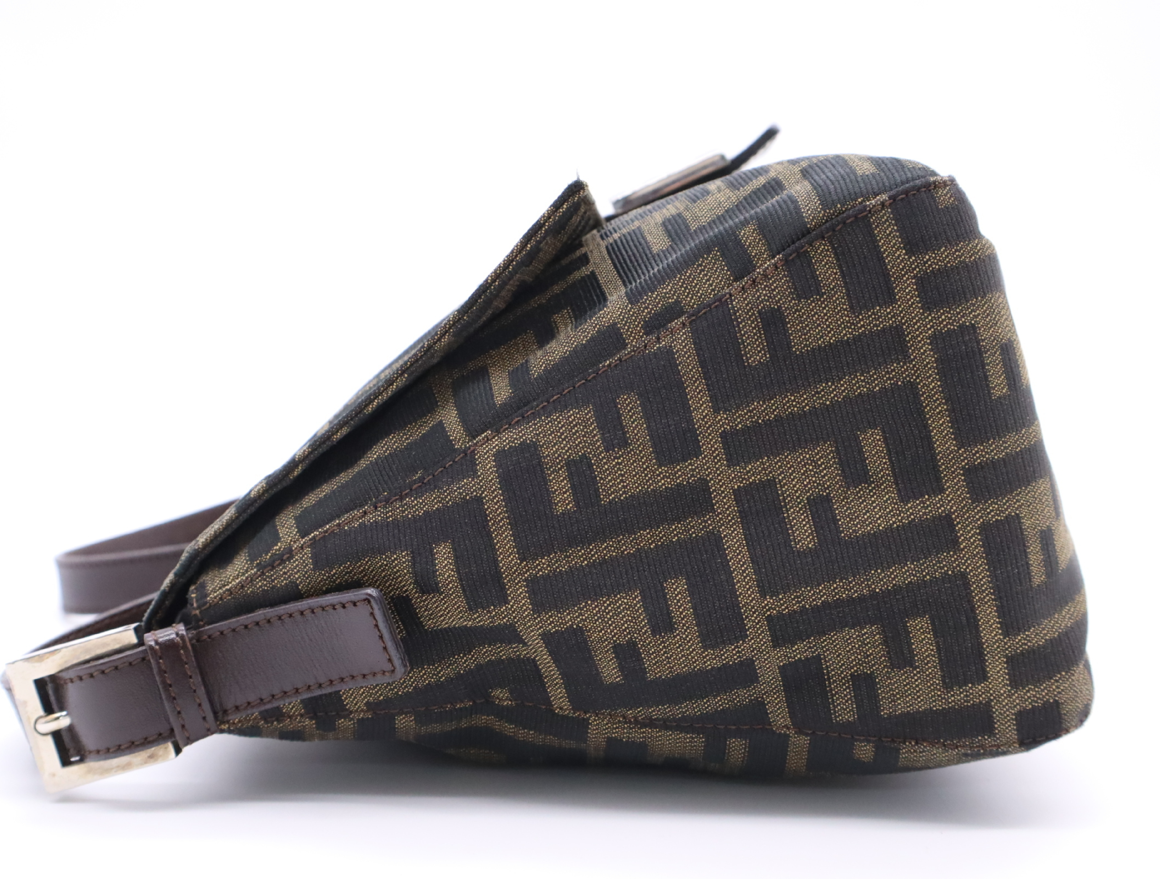 26325 Canvas/Leather Mamma Bucket Zucca One-Shoulder Bag Khaki Brown Shoulder Bag — view 3